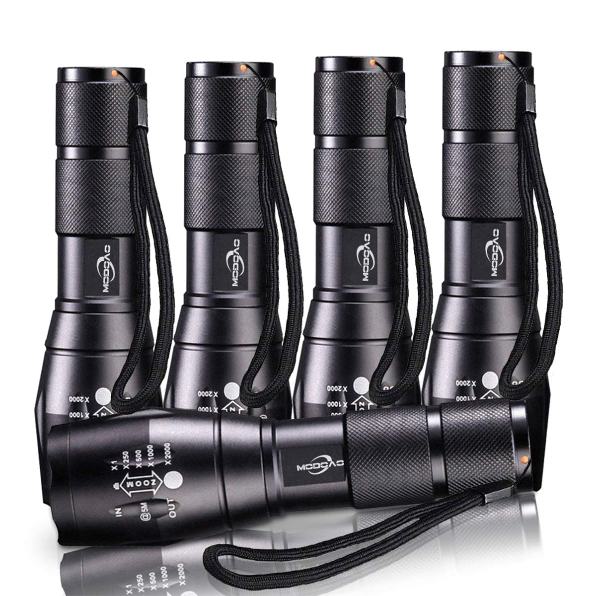 MODOAO LED Flashlight 1500LM Waterproof Tactical 5 Light Modes 5 Pack-A Aluminum Model 10-sdt379-5