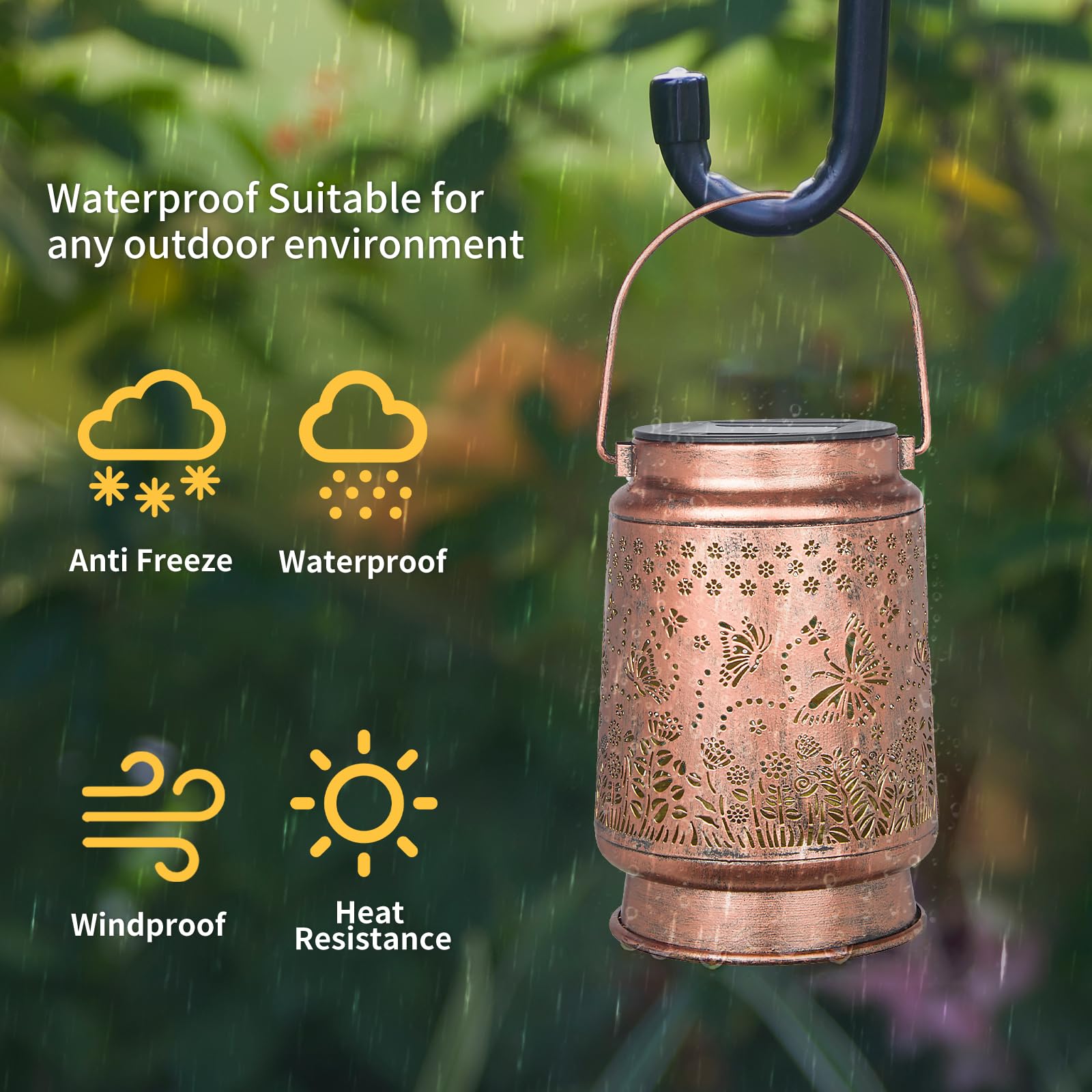 Solar Lanterns Outdoor Waterproof Butterfly Garden Decor Gifts For Women Mom Grandma Hanging Lights Metal Decoration Outside For Yard  Patio  Backyard  Porch For Garden/Yard/Home Decor