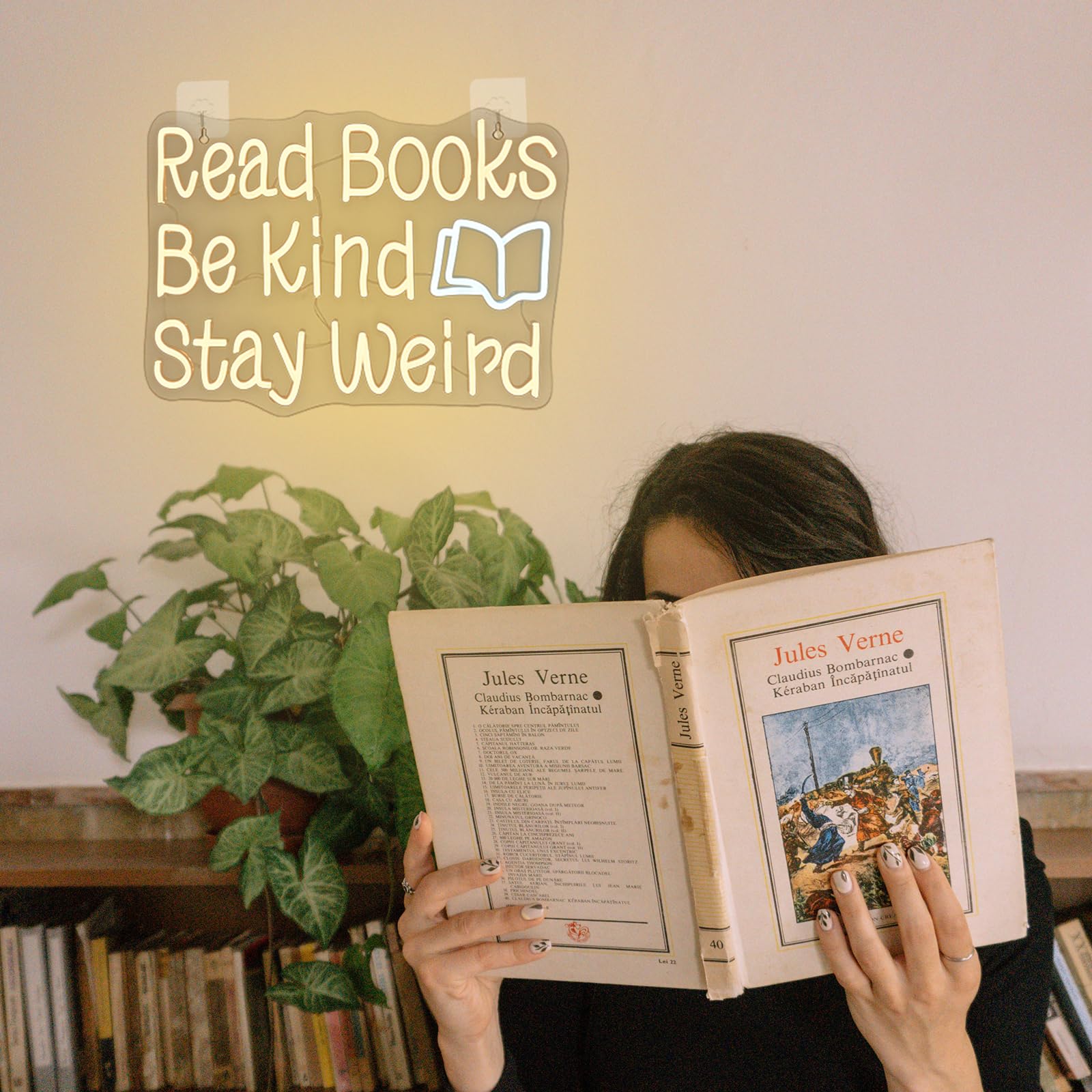 Wlhope Read Books Be Kind Stay Weird Neon Sign Neon Signs For Wall Decor Lovers Gifts Bedroom Bookstore Reading Room Library Study Room Decoration Read Books Neon Lights Led Sign