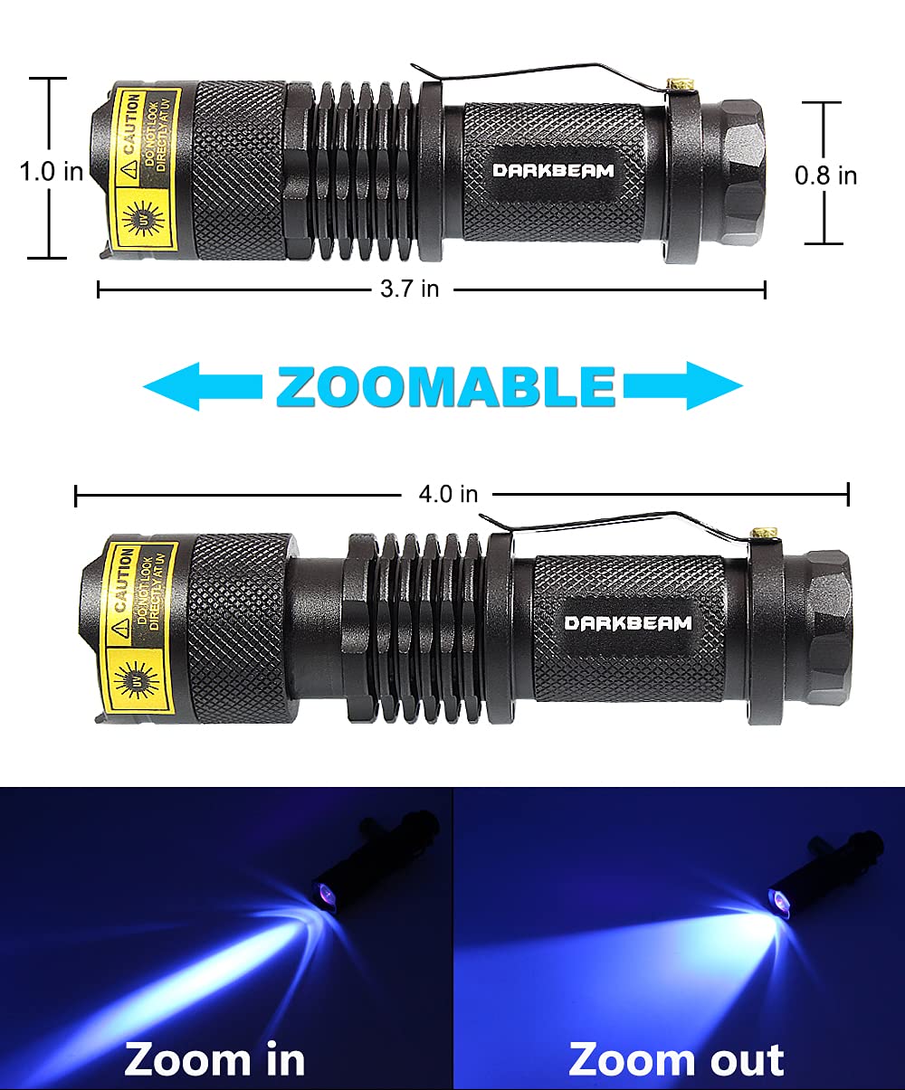 Darkbeam Uv 365Nm And 395Nm Flashlight Light Wood'S Lamp Blacklight Ultraviolet Led Portable Mini Handheld Torch Detector For Do