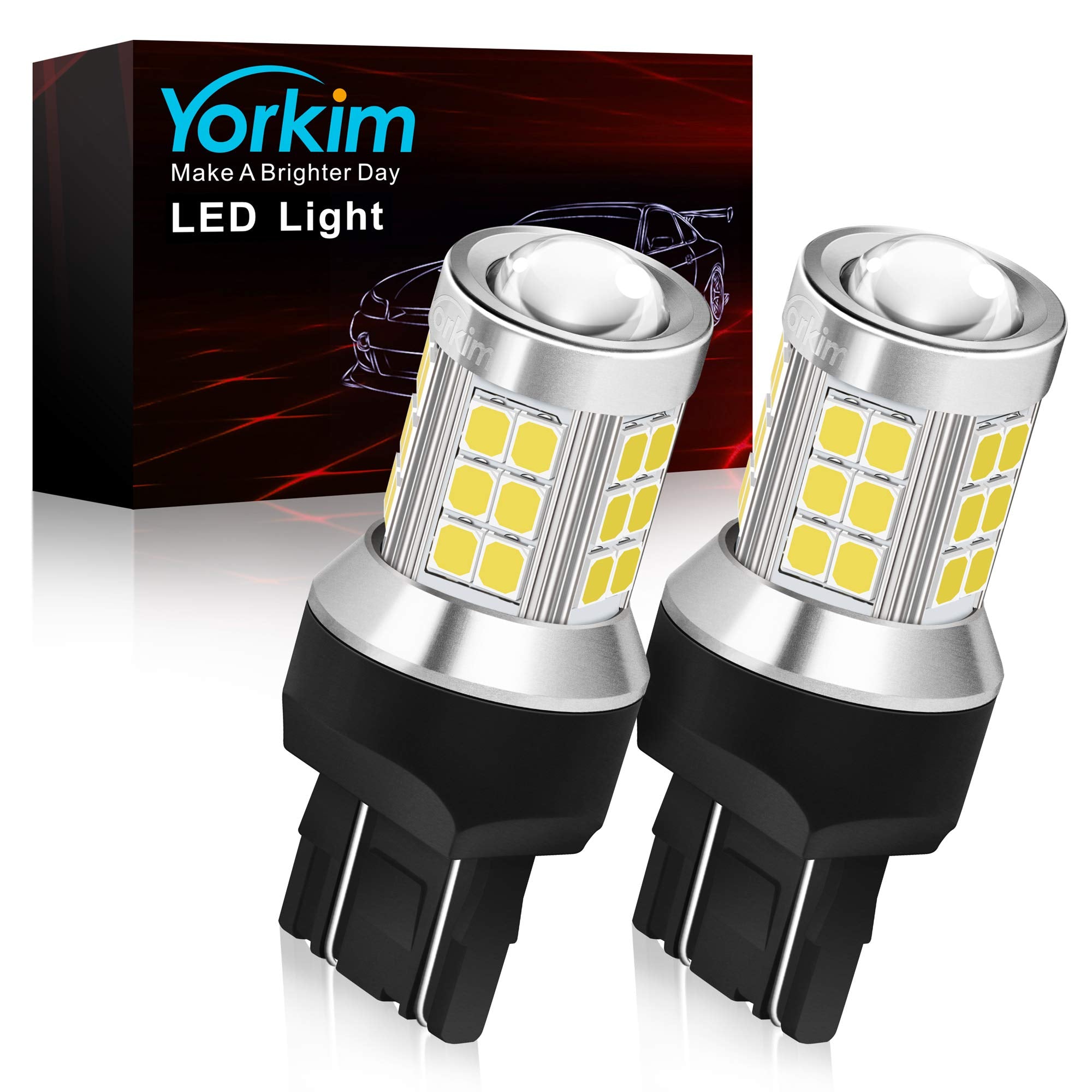 Yorkim 7443 Led Bulb, Super Bright 7440 Led Bulb T20 Led Bulbs With Projector Replacement For Led Reverse Blinker Brake Tail Lig