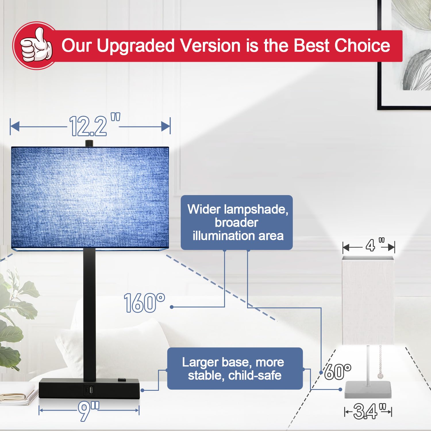 Lynnoland 21 Set Of 2 Bedside Lamp With Usb A+C & Ac Outlets, Touch Control 3-Way Dimmable Nightstand Lamps For Bedroom Living R