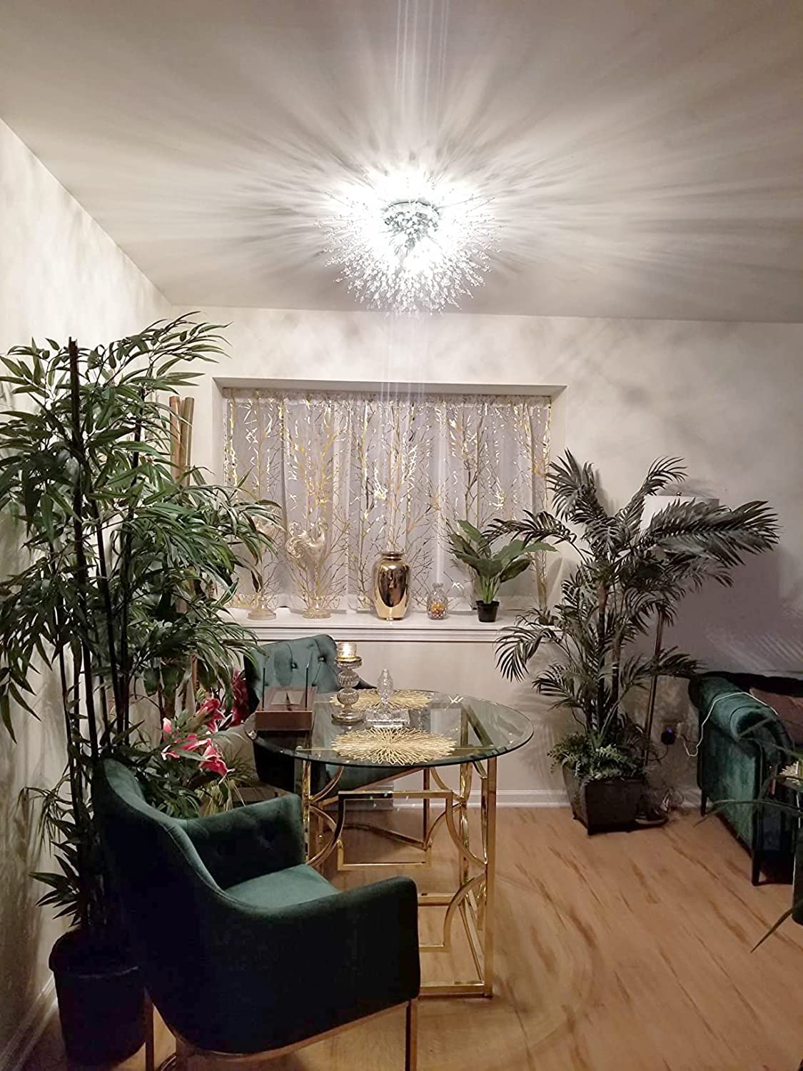 HMVPL Crystal Flush Mount Ceiling Light, 6-Light, Chrome, Glass, Model HMVPL-22