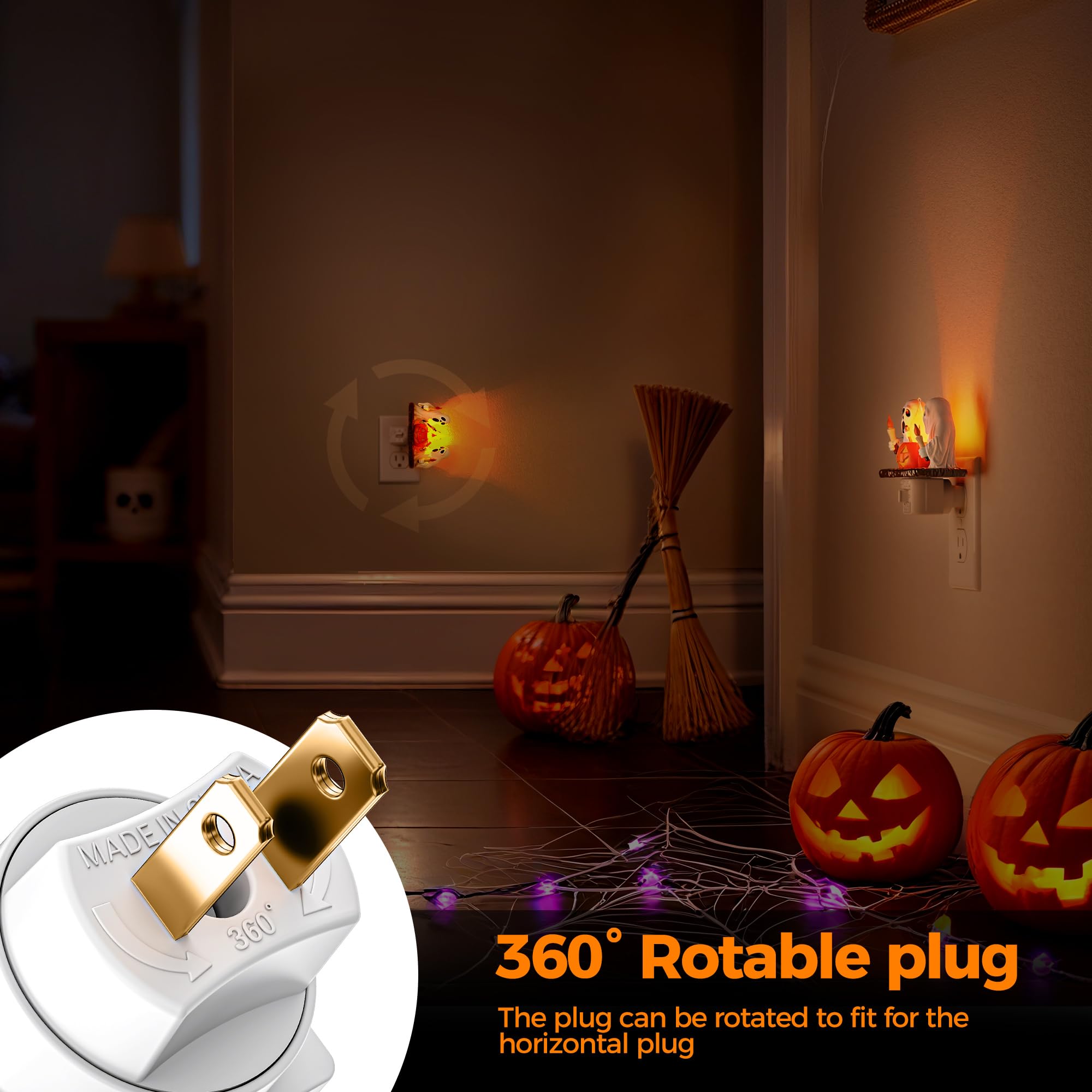 Briignite Halloween Night Light, Ghost Night Light Campfire Flickering, Halloween Decor Night Lights For Kids, Plug In Ghost Nig