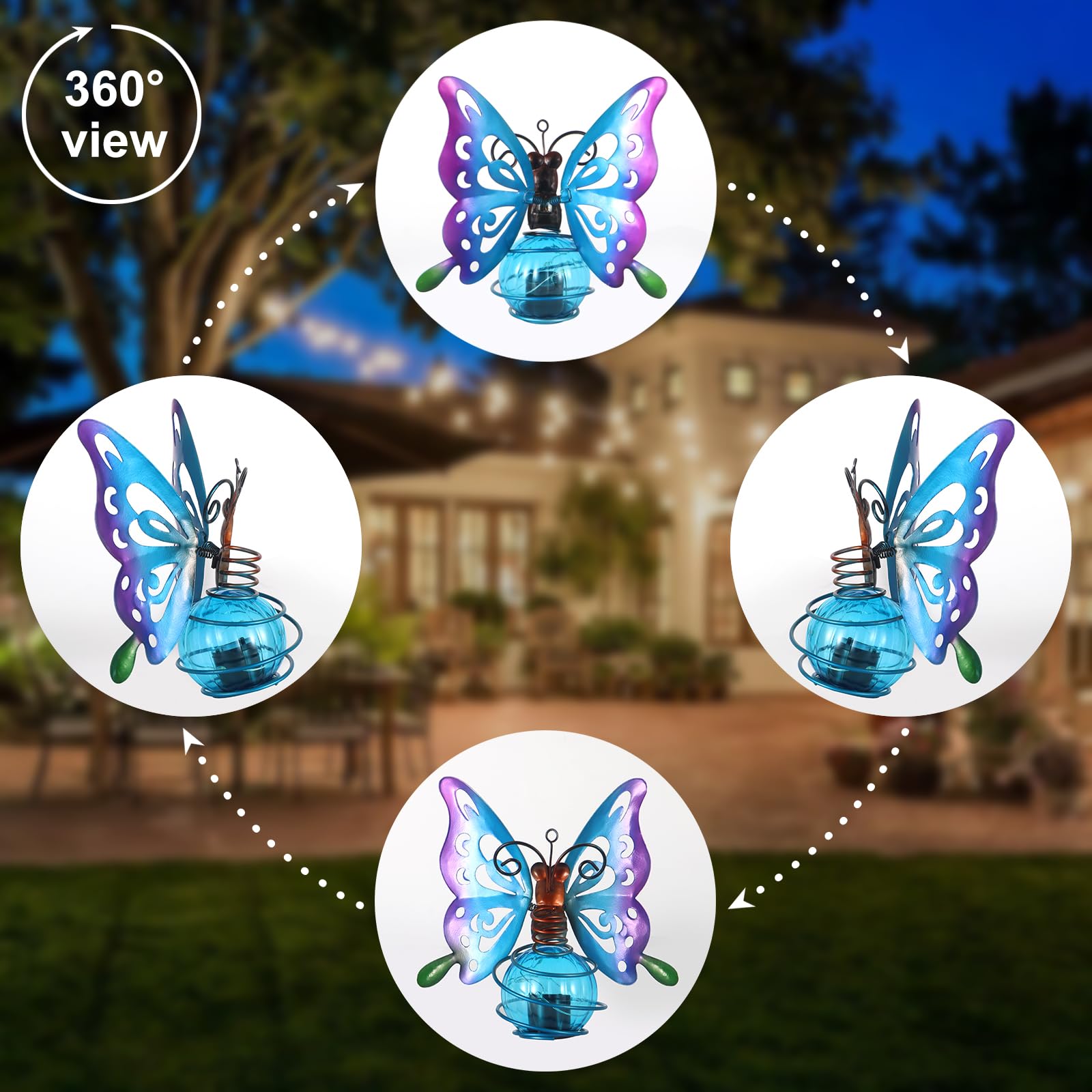 Butterfly Solar Outdoor Hanging Lantern Creative Small Sculpture Lights Durable Waterproof Lamp Suitable For Festivals Garden Decor Birthday Gifts For Grandma Mom Women Girl