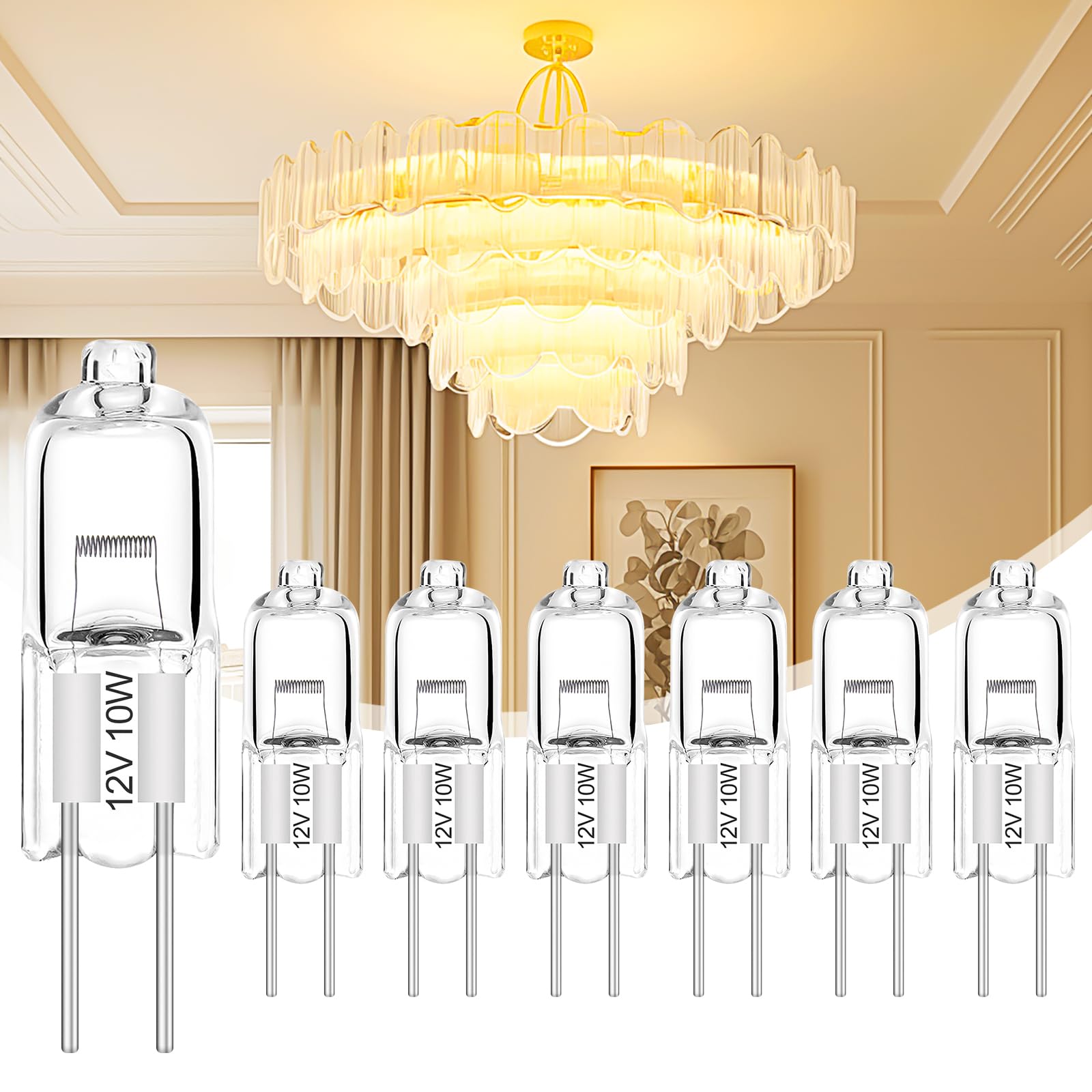 Lurnofy G8 Halogen Light Bulbs,120V 20W Halogen Bulbs 2 Pin,20 Pack Halogen Bulbs Dimmable 2700K Warm White Long Lasting,Flicker