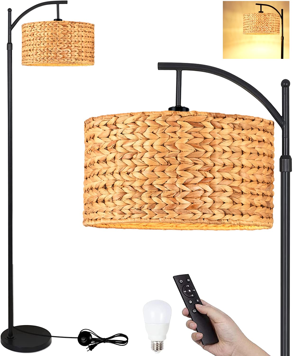 QIYIZM Gold Floor Lamp, 3 Light Tree Design, Mid Century Modern, Glass Shade, 16in Tall