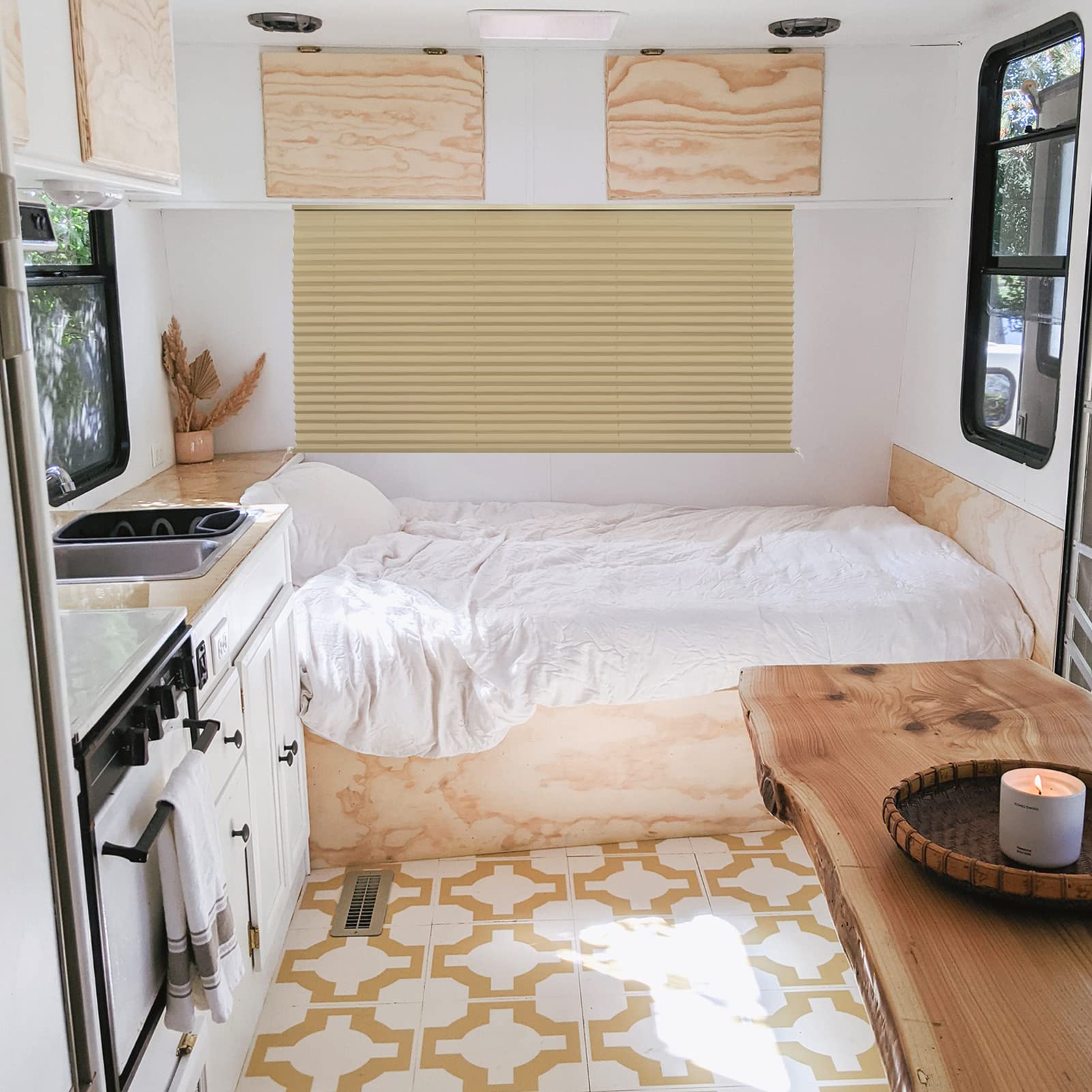 Rv Blinds Shades For Camper Window,Rv Shades Pleated Camper Blinds For Travel Trailer Motor Coach Motorhome Window-62 W X 32'' L