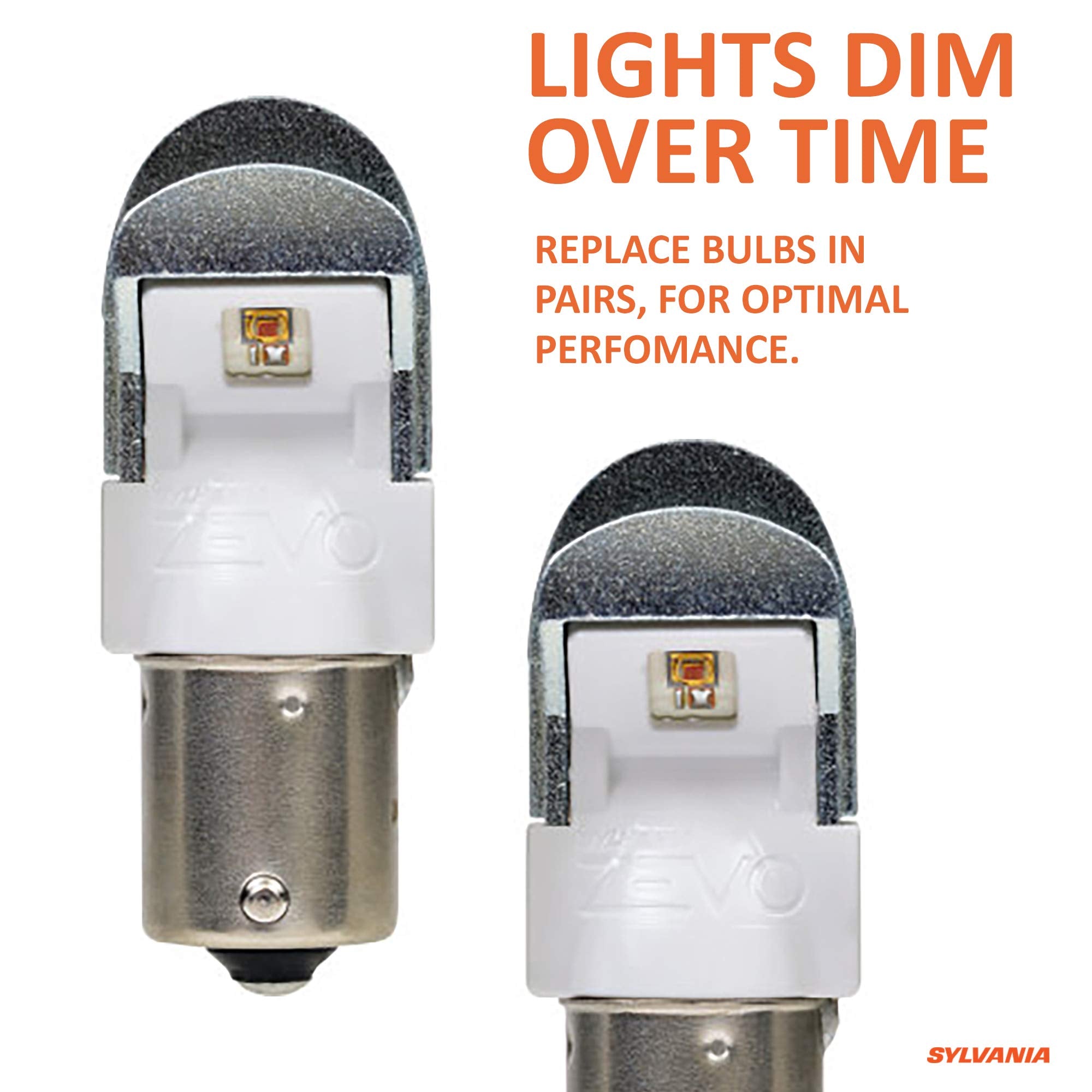 SYLVANIA 7506 ZEVO LED Red Bulb - Bright LED Bulb for Stop and Tail Lights - Contains 2 Bulbs