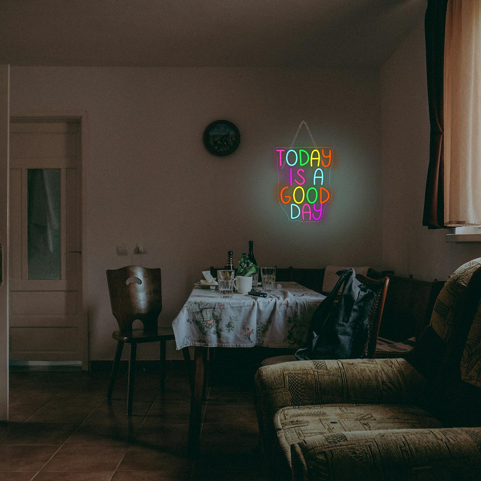 Looklight LED Neon Sign - "Good Day" Wall Decor for Home, Cafe, Bar - 11.42 x 14.57 inches - Acrylic Lighting Decoration