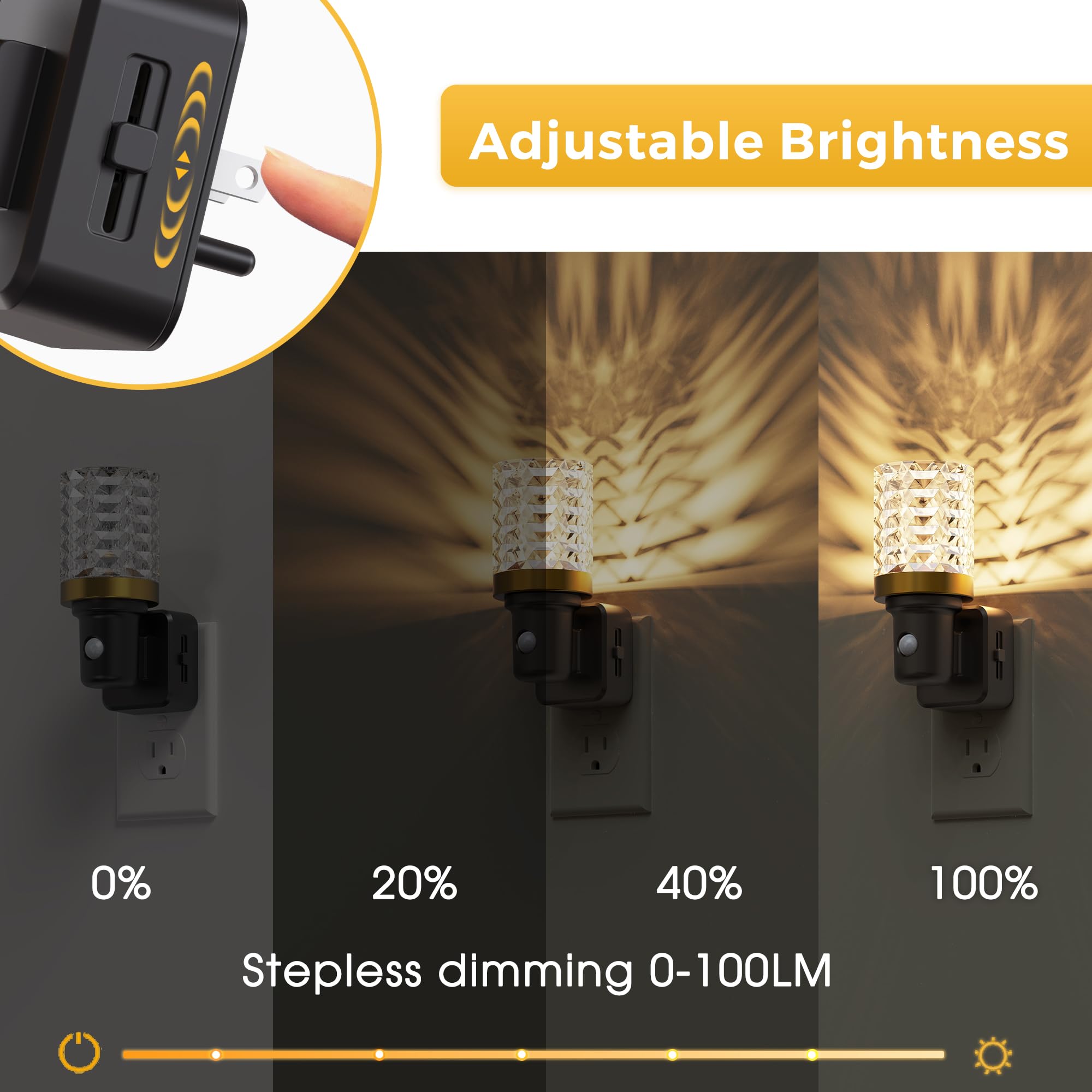 L Lohas Led Motion Sensor Night Light, 2 Pack Motion Activated Night Lights Plug Into Wall, Dimmable Modern Nightlight 0-100Lm,