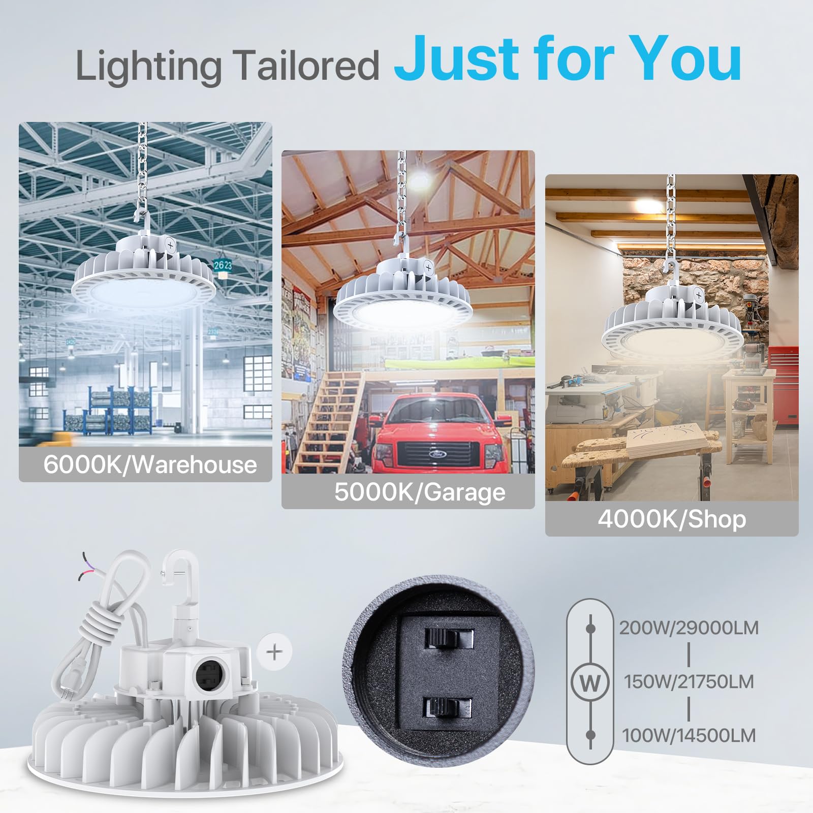 Hyperlite 200W High Bay Led Light 28,000Lm Cool White 4000K Dimmable Ufo Model 738595132881 Ul Listed With 5 Cable &