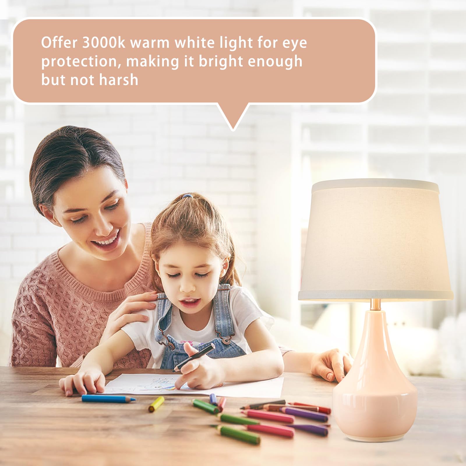 Gyrovu Pink Ceramic Table Lamp Set Of 2 - Modern Nightstand Lamps With Led Bulbs