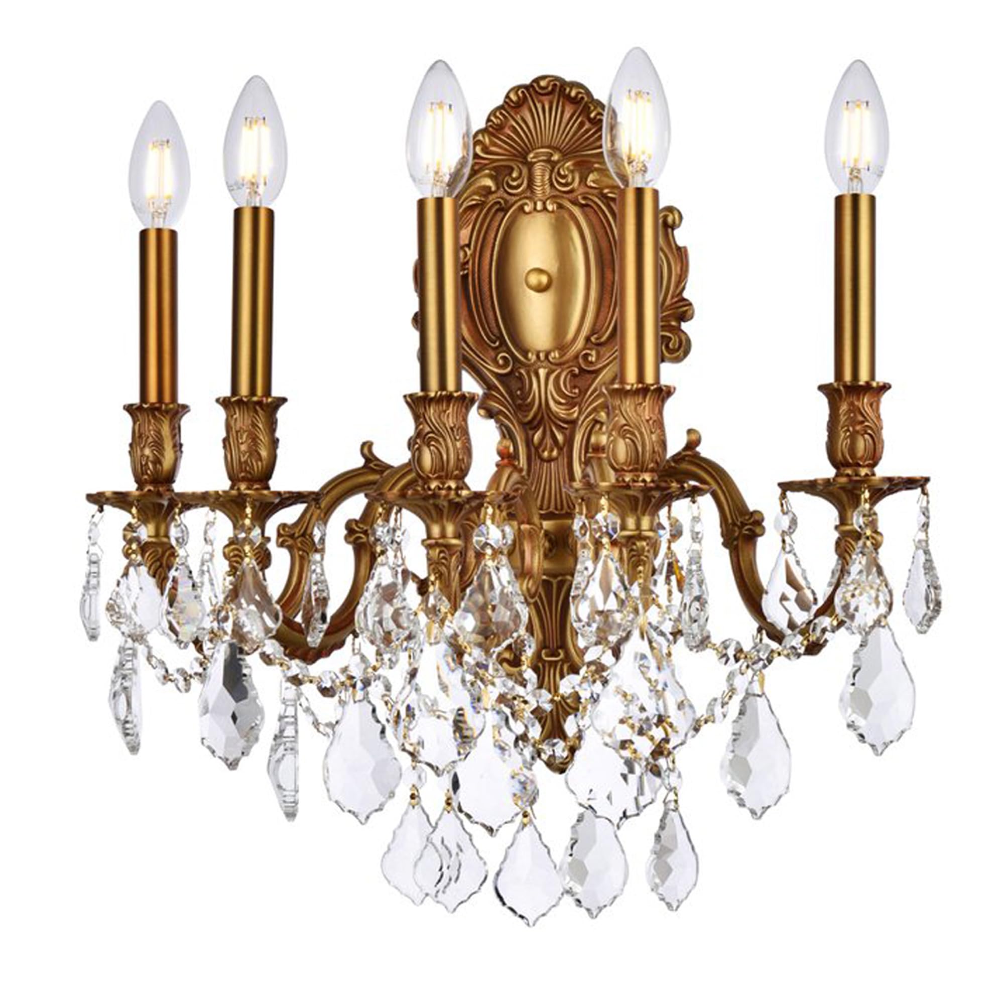 Elegant Lighting 9605W21Fg/Rc Royal Cut Crystal Chandelier, French Gold, 21"