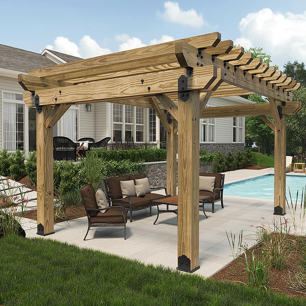 Ozco Building Products Laredo Sunset Lite Post Base, 6x6, Steel, Black, Model 54208