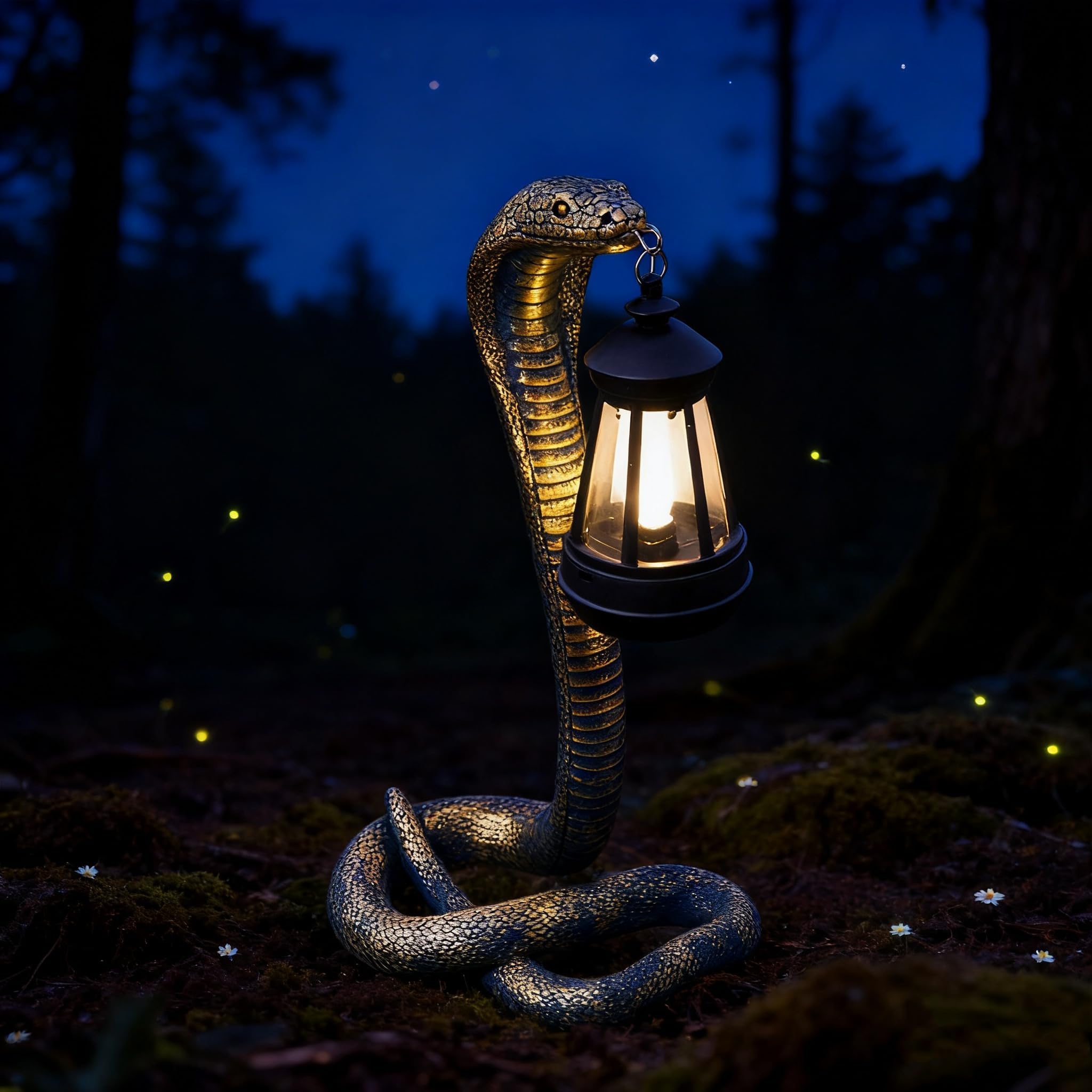 QZJDDZSW Solar Garden Outdoor Statues Snake with Solar Lights Outdoor Chrismtas Decorations - Lawn Decor Snake Statue for Patio  Balcony  Yard Ornament - Unique Housewarming Gifts(11.22 Brass Color