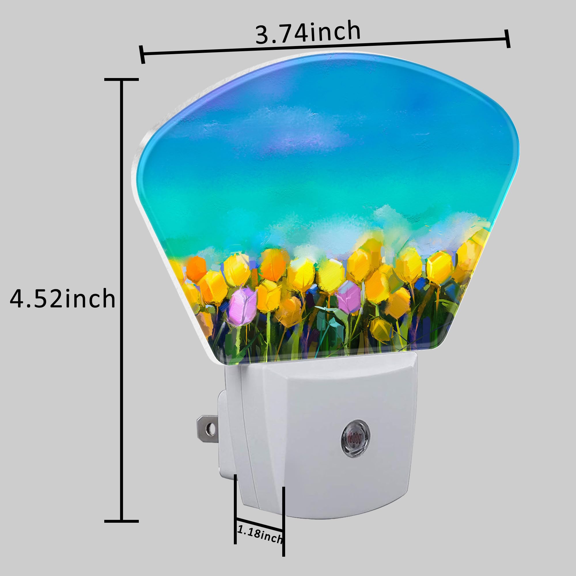 Uiaoiais LED Night Light, Tulips Flowers Oil discomfort-reducingting, Dusk to Dawn Sensor, Plug-in Wall Decor, Model Uia-SHAN-NEWA20