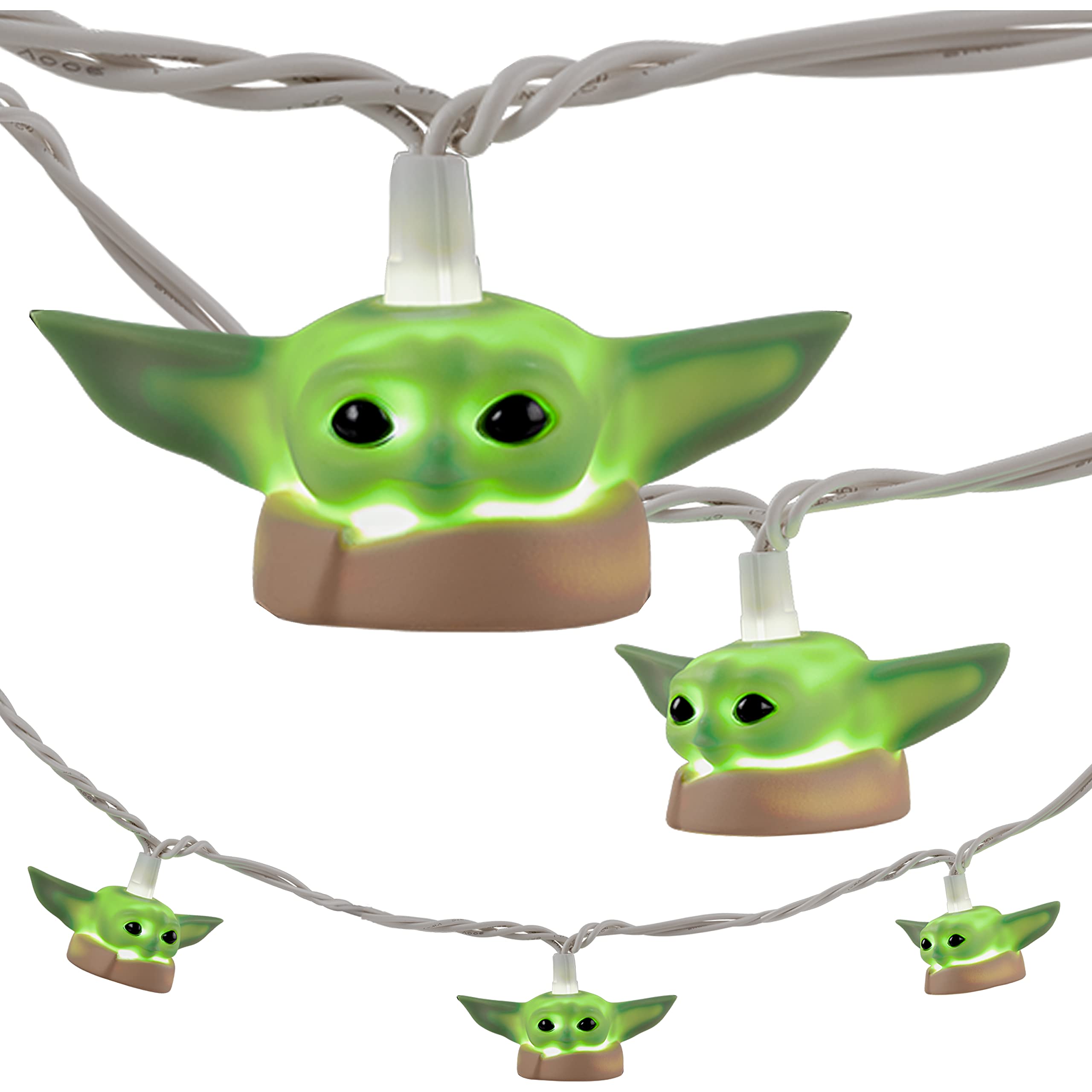 STAR WARS Baby Yoda String Light, 10 LED Lights, 10 Feet, Cool White, Model 53739, Indoor/Outdoor, Collectors Edition