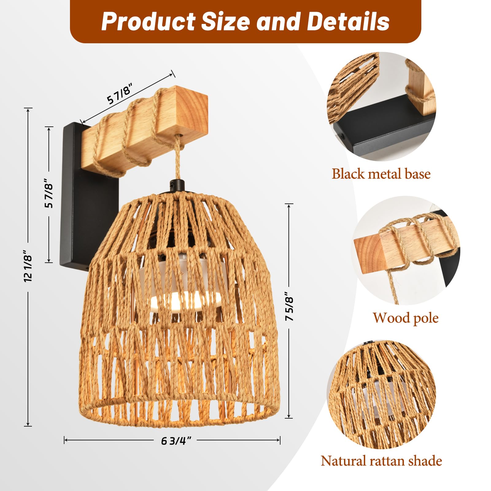 Battery Operated Wall Sconce Set Of Two, Rattan Wall Sconces Battery Operated Set Of 2, Boho Battery Wall Sconce With Remote, Wi