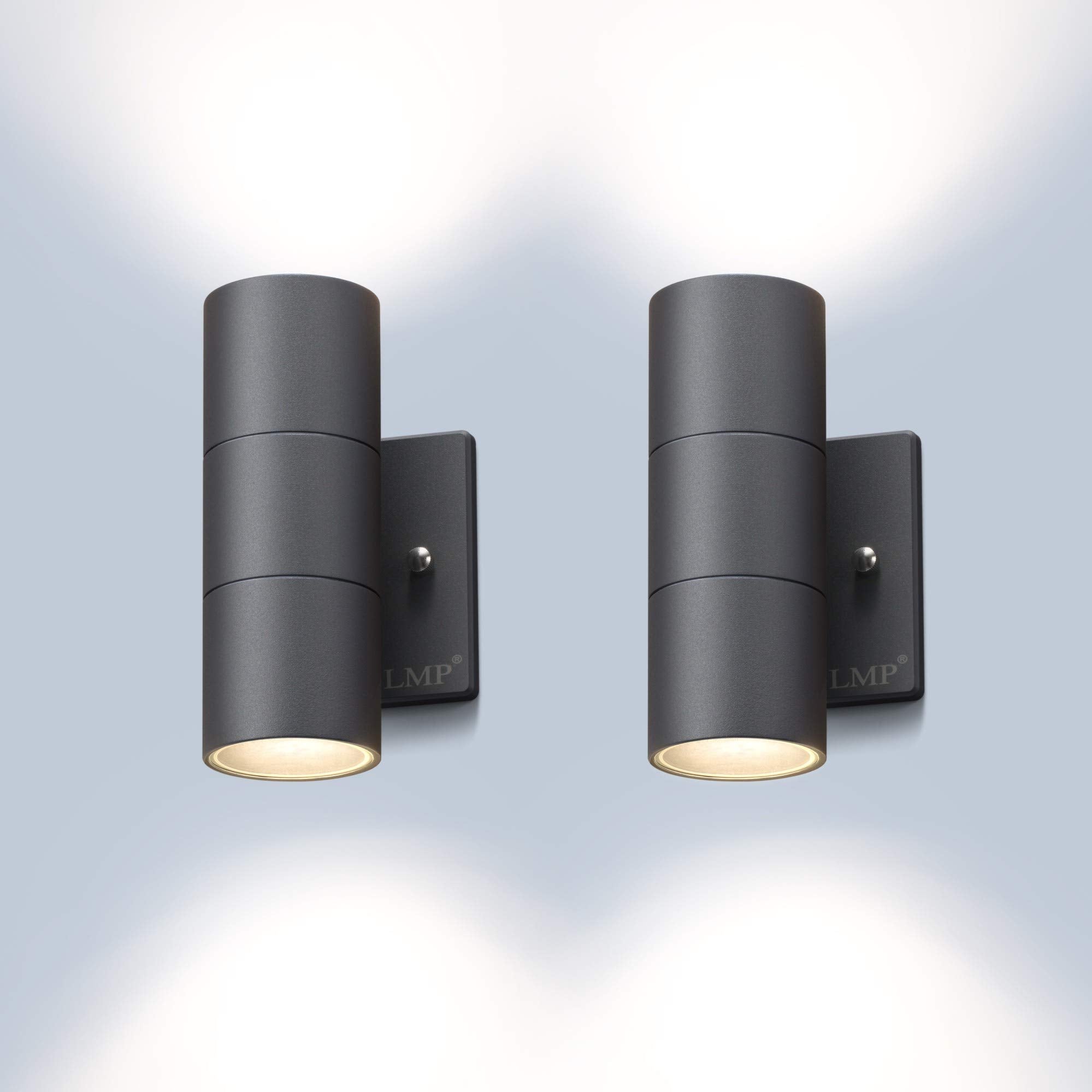 LMP Modern Outdoor Wall Light, Black Aluminum Finish, 2 Pack, Gray, Model ZY-B1005GRAY2