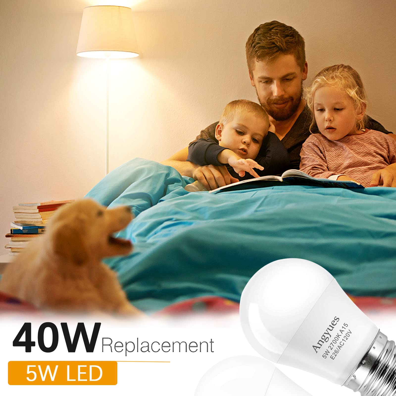 Angyues Led Bulb 120V 40W Equivalent Light Bulb, A15 Led Bulb Warm White 2700K Energy Saving Bulb, E26 Medium Screw Base Suitabl