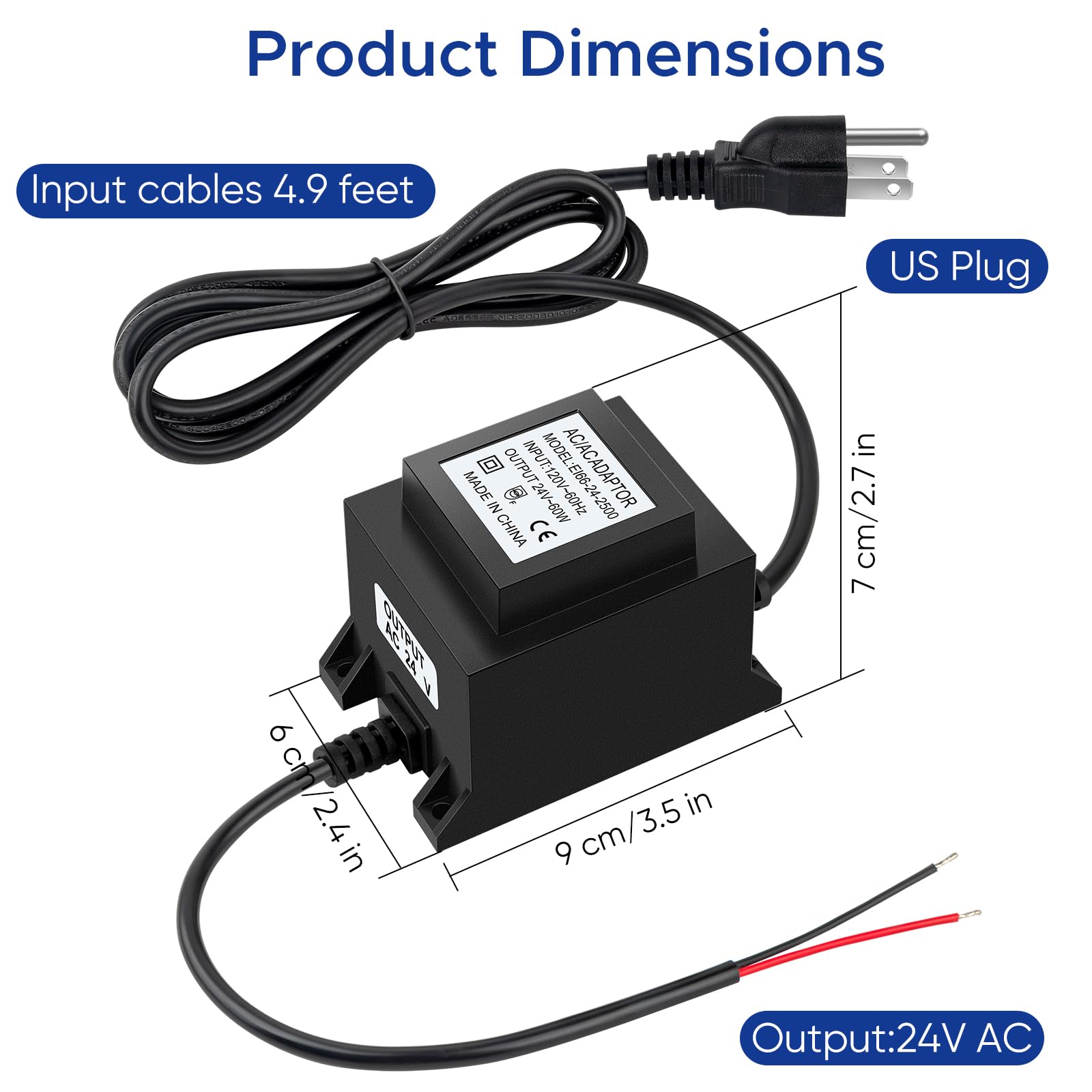 Karyoosi Outdoor Low Voltage Transformer 110/120V Ac To Ac 24V 2.5A 60W, Low Voltage Landscape Transformer, Power Supply Waterpr