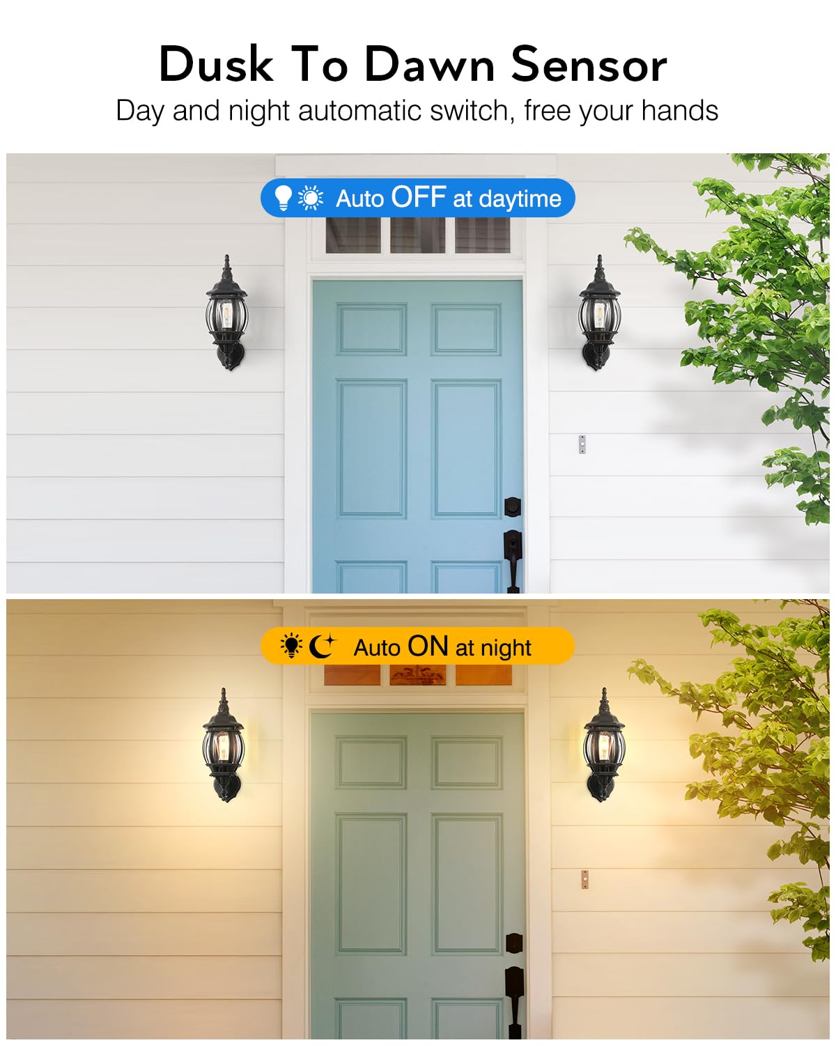 Vianis Dawn To Dusk Outdoor Light Fixture, White Exterior Wall Light Lantern For Coach, Outside Porch Lights For House, 100% Aluminum Waterproof Outdoor Sconces Wall Lighting Garage Lights Wall Mount