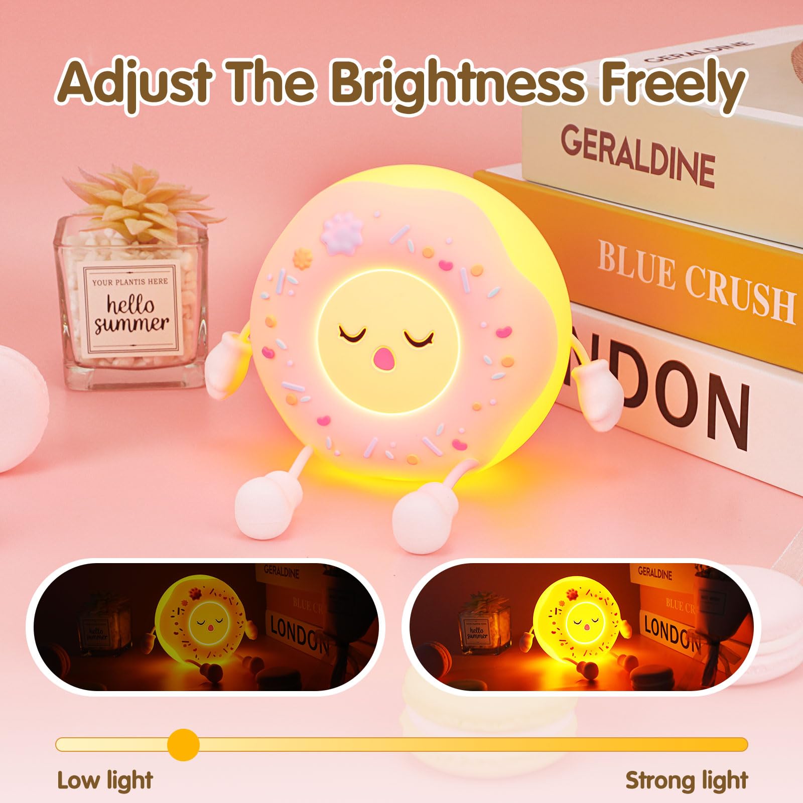 Qanyi Donut Lover Light,Rechargeable Novelty Donut Lamp With Soft Touch Control And Sweet Funny Shape For Desk Decor, Birthday,C