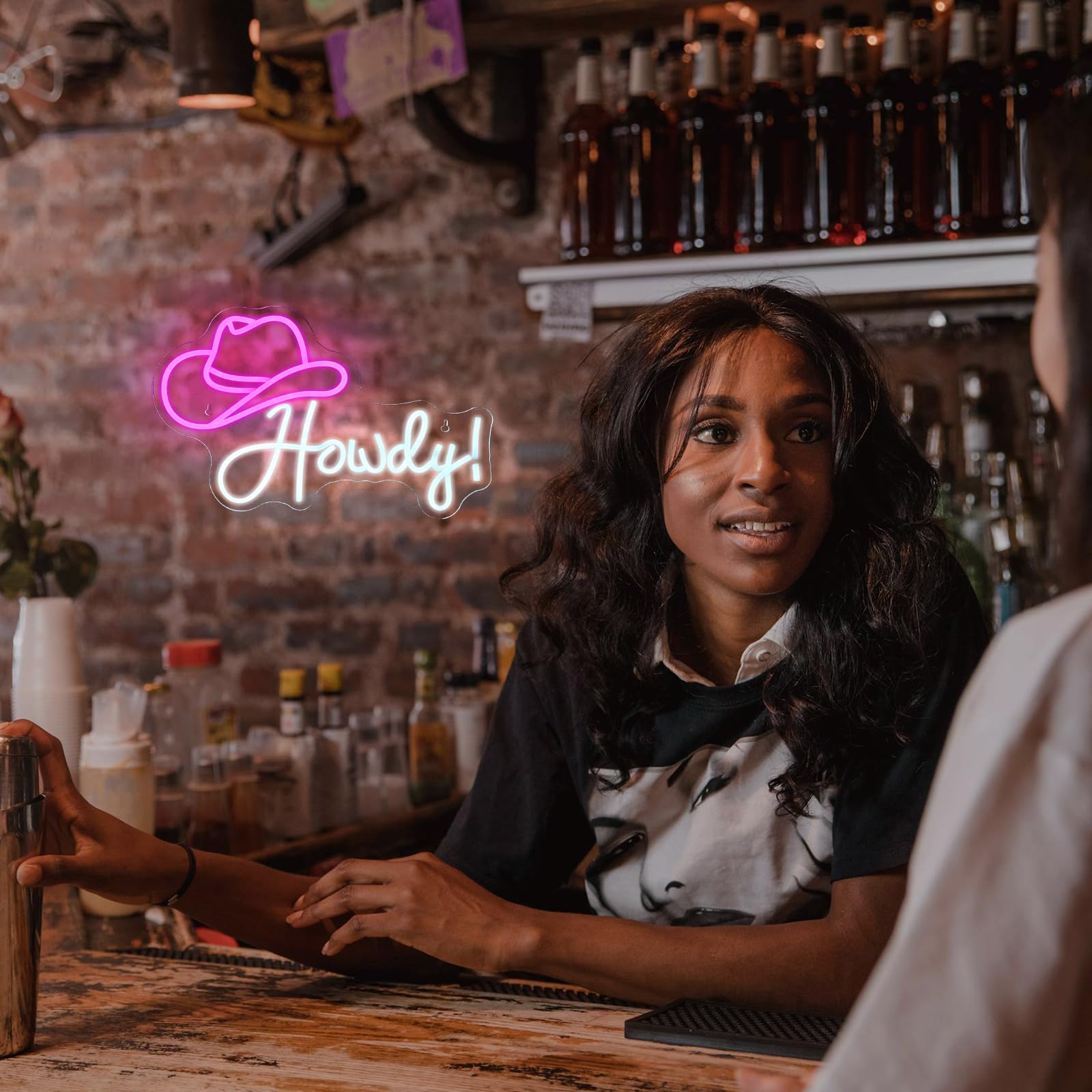 Ineonlife Cowboy Hat Neon Sign Howdy Neon Lights Pink Led Neon Signs Preppy Girls For Wall Decor Light Up Sign For Bar malt-inspired Bedroom Living Room Beauty Girls Club Decoration Gifts