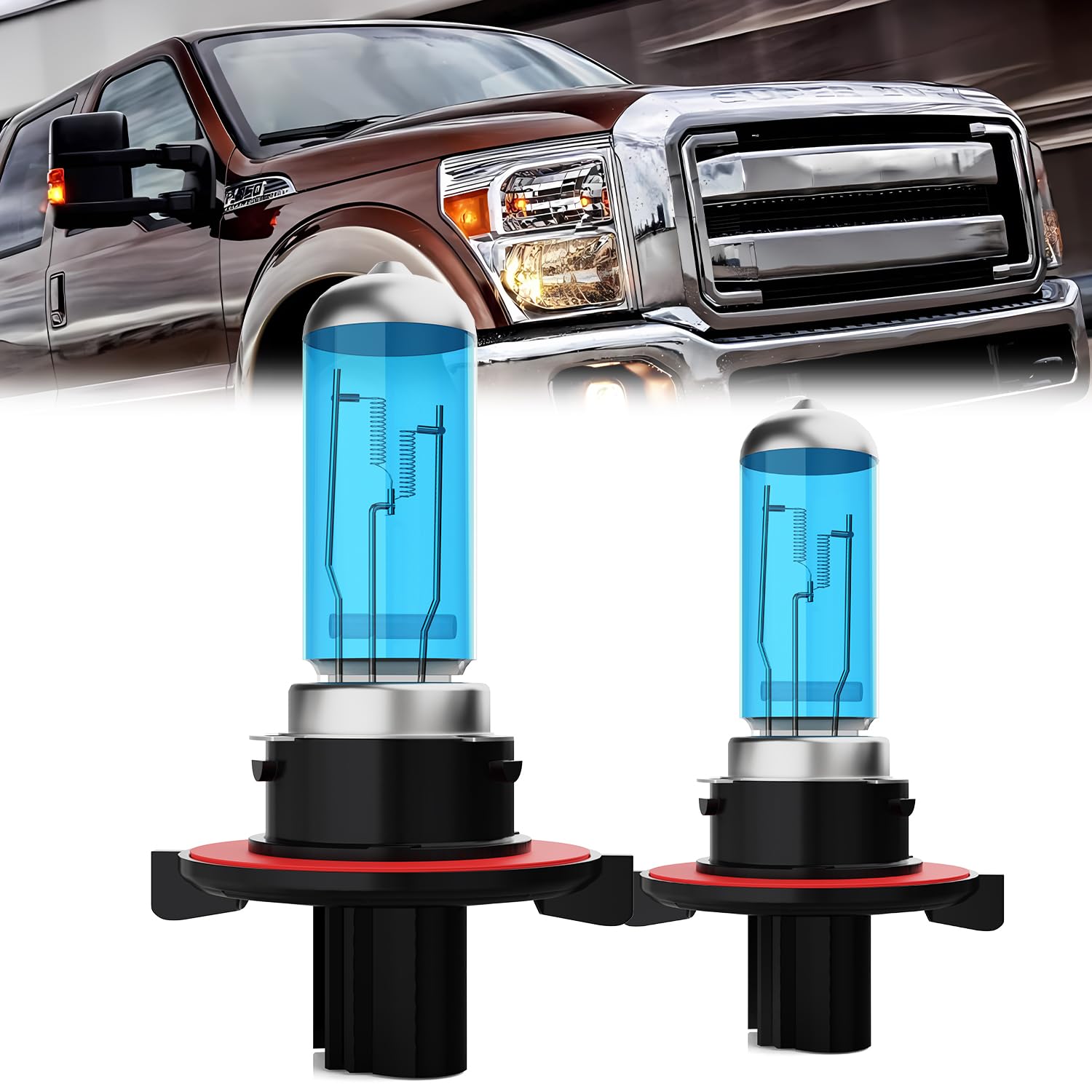 LECCIBUB Headlight Bulbs Compatible With Ford F250 Super Duty 2005-2020, 9008 High Low Beam Halogen Light Bulb Combo, Super Brig