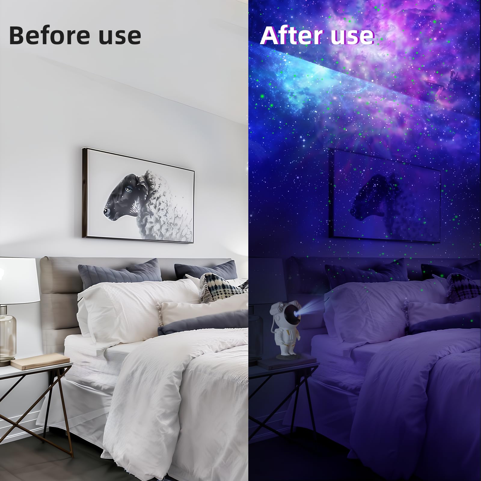 Kathluce Galaxy Projector - Astronaut Nebula Night Light, Remote Control & 360° Rotation, Silver