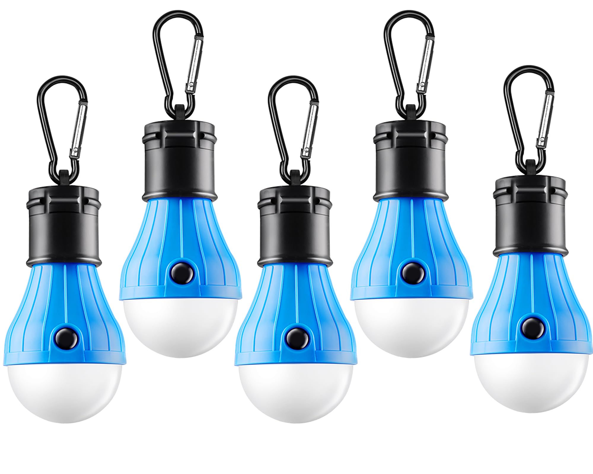 FLY2SKY Tent Lamp Portable LED Tent Lights Blue 5 Packs Hook Hurricane Emergency Lights LED Camping Lights Bulb Camping Tent Lanterns Camping Equipment for Camping Hiking Backpacking Fishing Outage
