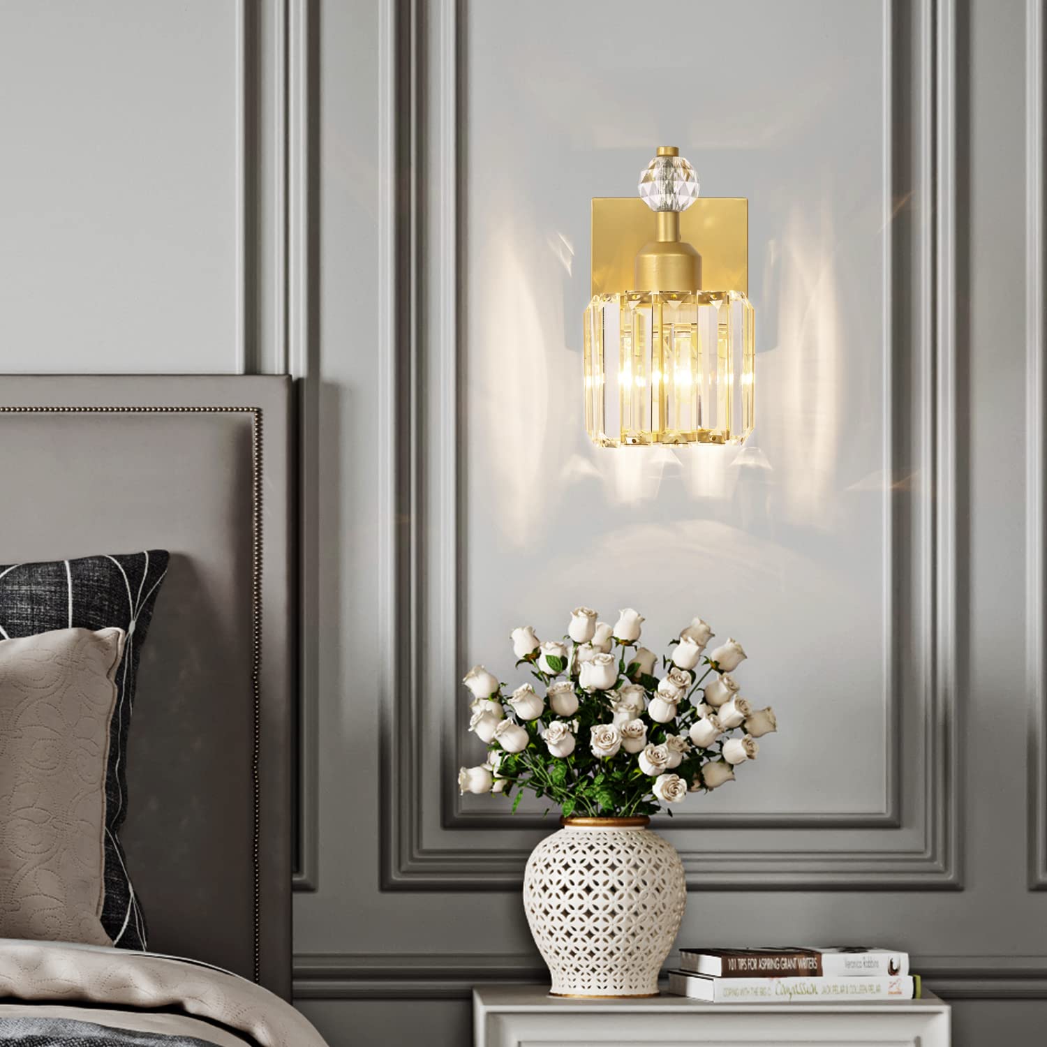 Presde Bathroom Vanity Lights Modern Crystal Gold 3 Light Bathroom Lights Fixtures Over Mirror Vanity Light For Bathroom