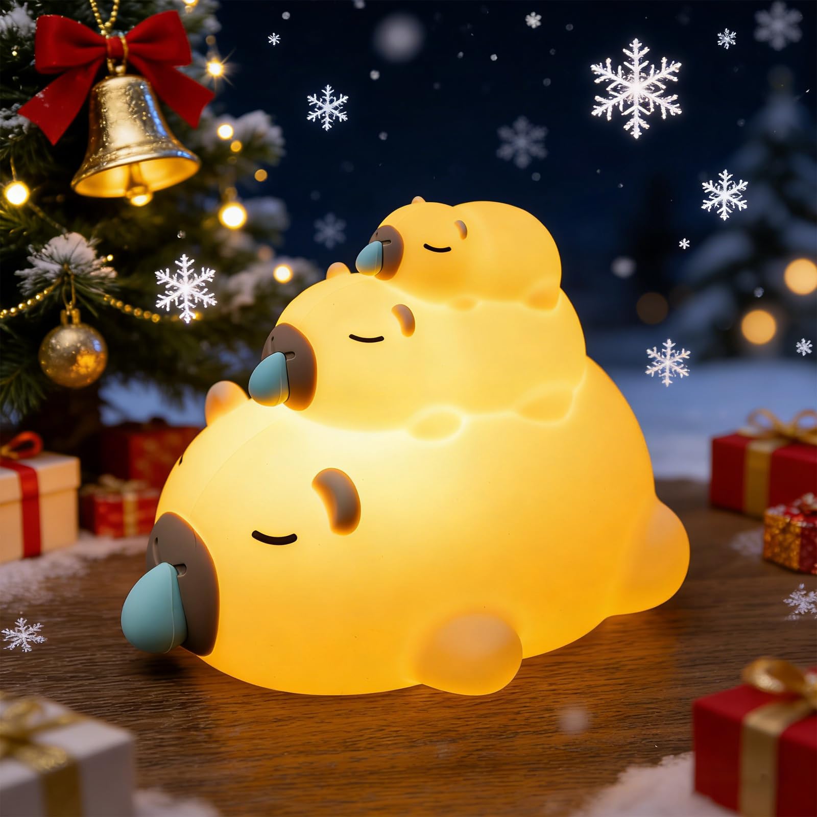 Night Light for Kids, 3 Cute Silicone Night Lamps with Timer, 3 Levels Dimmable Night Light, LED Bedside Night Lamp, USB Recharg