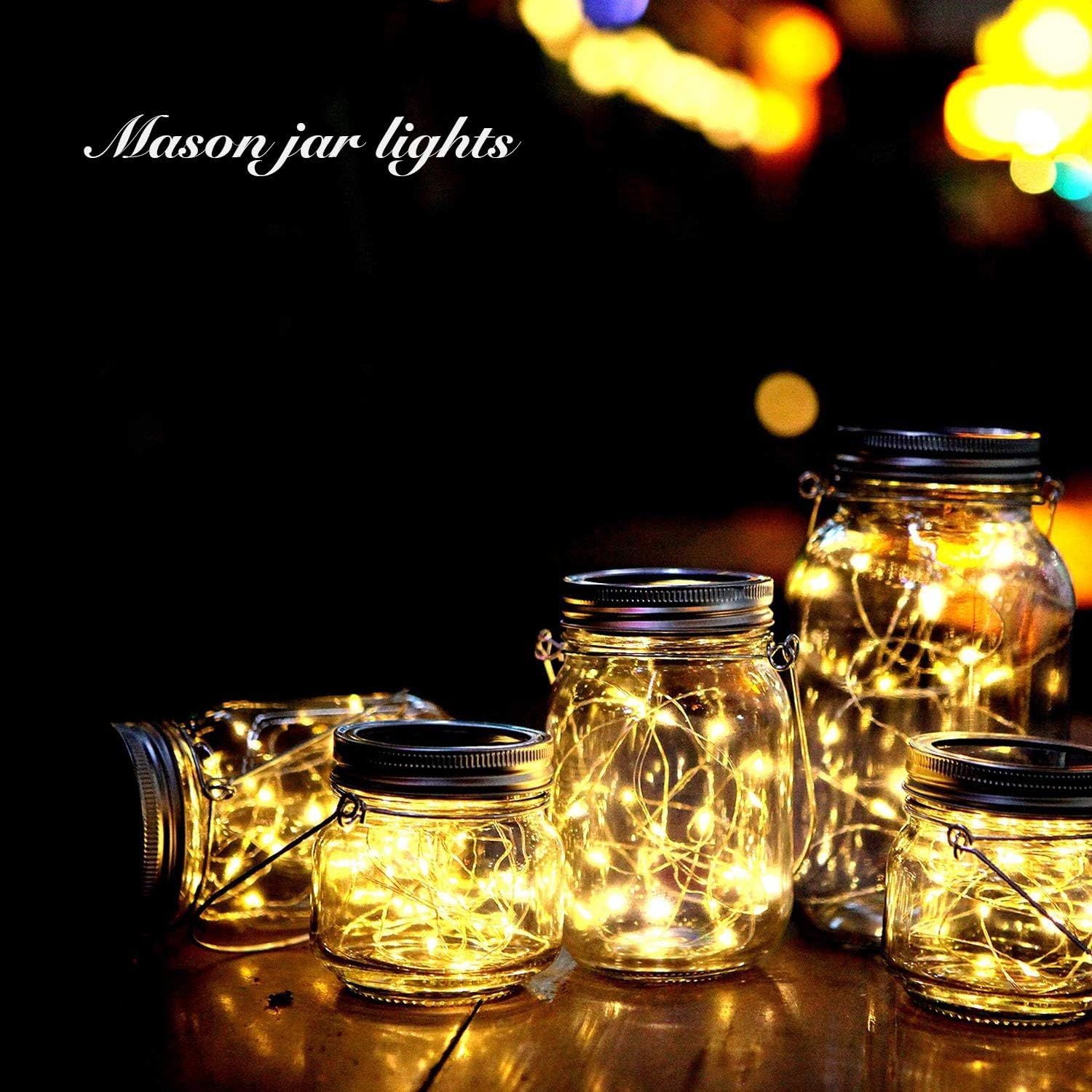 12 Pack Solar Mason Jar Lights For Outside, 30 Led Solar Mason Jar Lids Fairy Lights With 12 Hangers(No Jars) Outdoor Waterproof