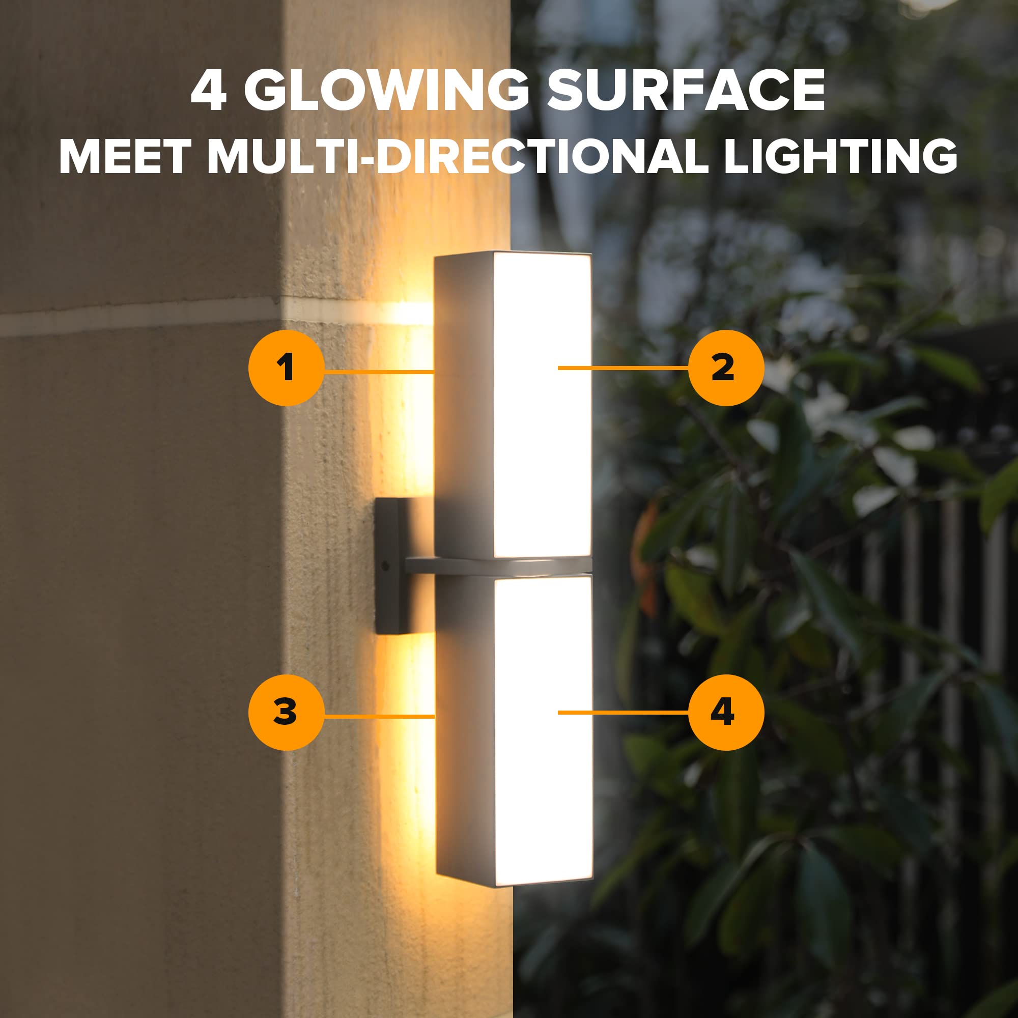 LUTEC Cuba LED Porch Wall Light 3000K 2000LM Aluminum Waterproof Grey Sconce for Outdoor Entryway, Patio, Home