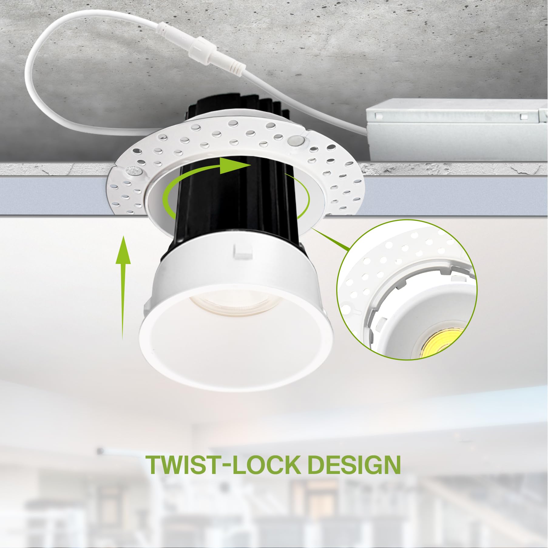 ASD LED Recessed Lighting Downlight, 15W, 2 Inch, Dimmable, 5 CCT 2700K-5000K, IC Rated, White,
