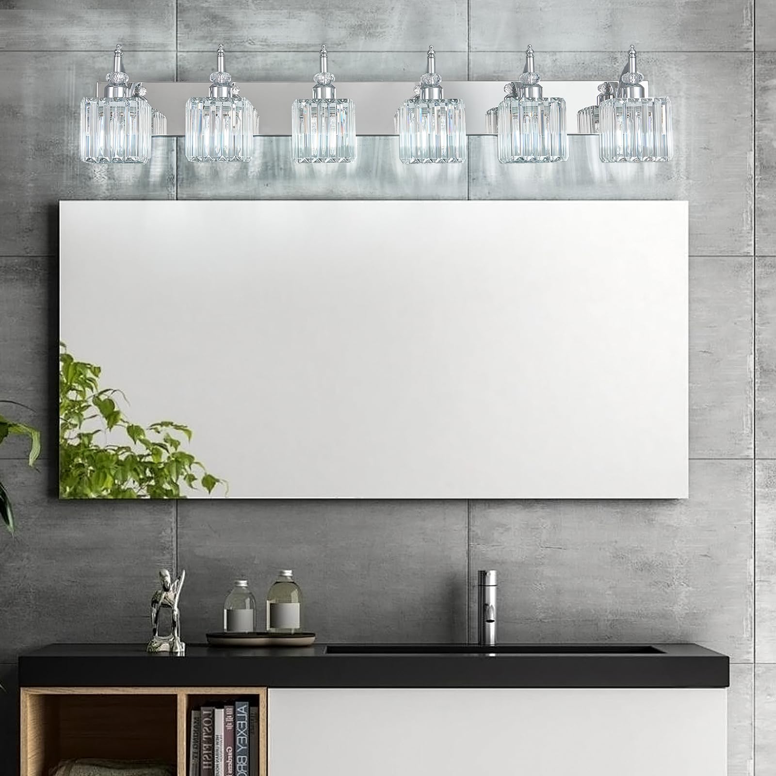 BBLLWJ 6-Light Bathroom Vanity Light Fixtures Chrome Metal Over Mirror Model 655