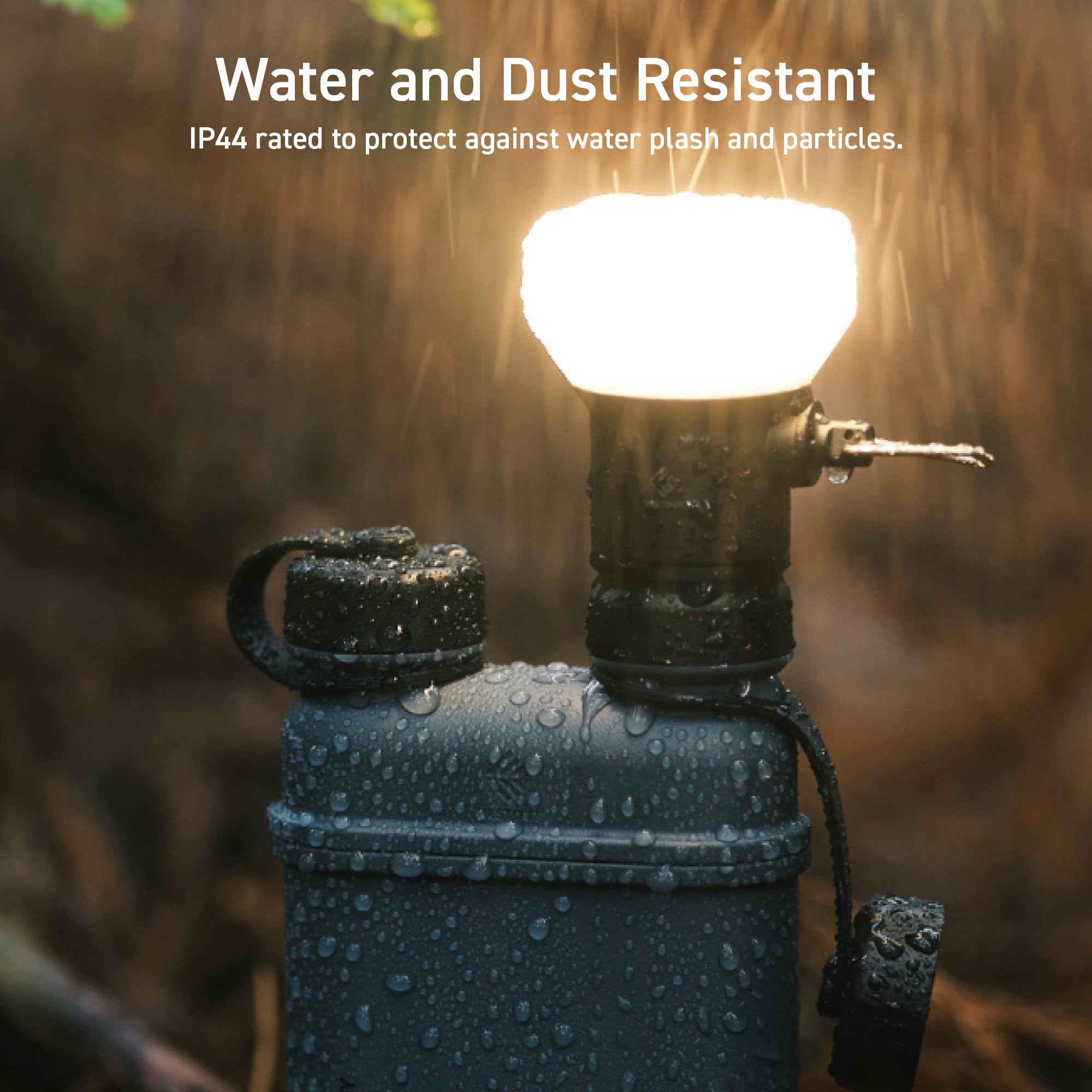 NESTOUT Rugged Outdoor Camping LED Lantern w/ Mini Tripod, Dimmable USB Powered Soft LED Light, IP44 Water Dust Resistant, 10-35