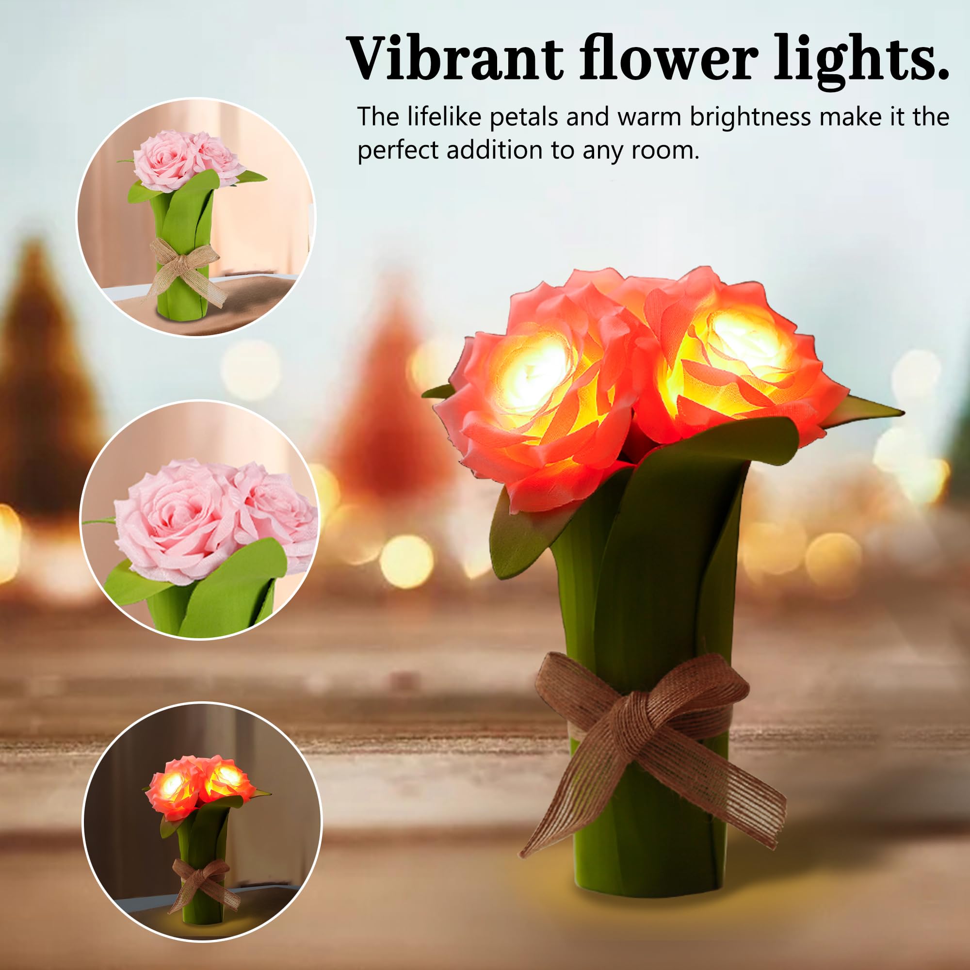 Hibeauti Led Pink Rose Lamp Mothers Day Gifts For Mom Womens, For Mom Wife Friends Her Christmas Anniversary Birthday Gifts, Per