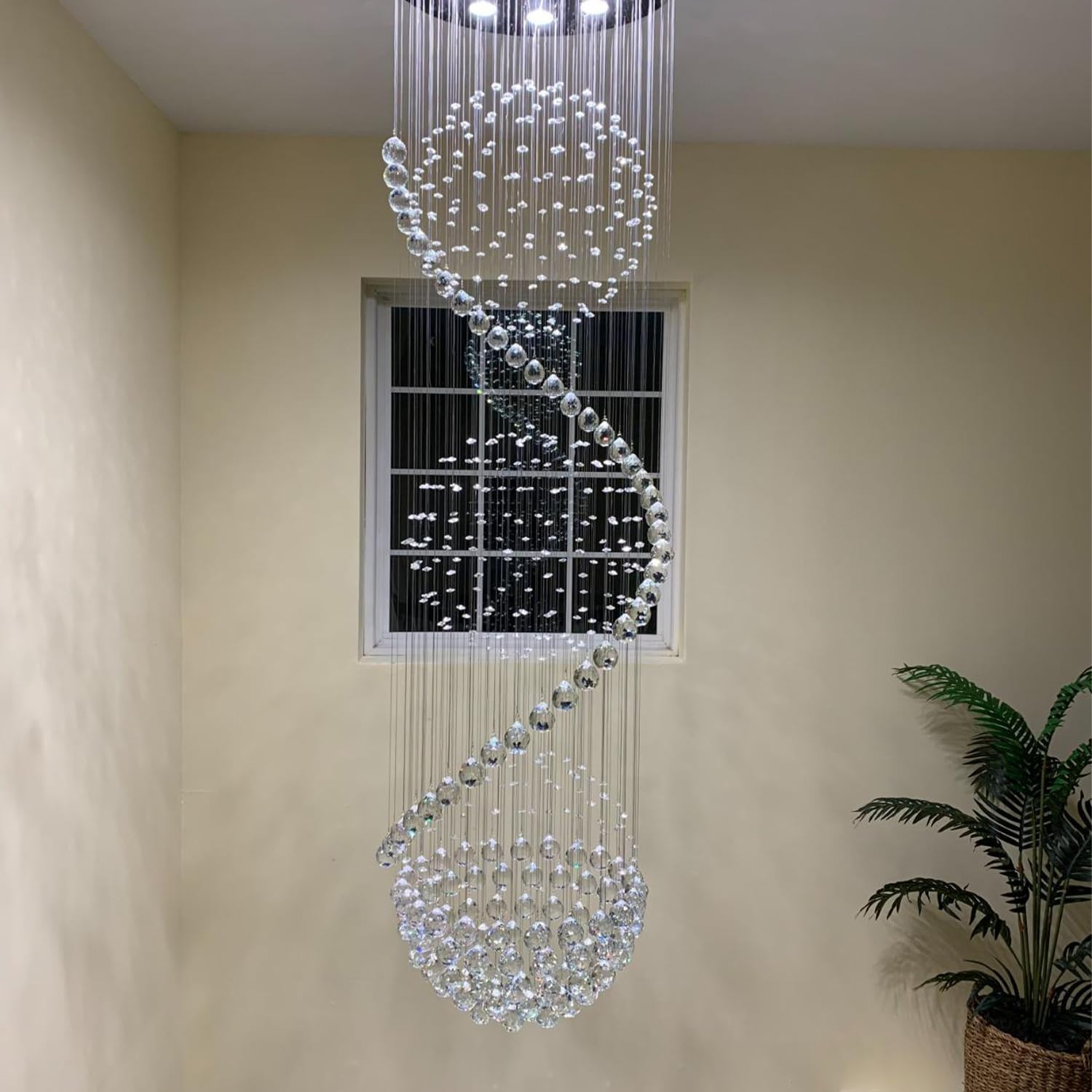 Modern Spectacular Spiral Sphere Rain Drop Chandeliers, K9 Crystal Chandeliers Ceiling Light Fixture For Hallway, Foyer Staircas