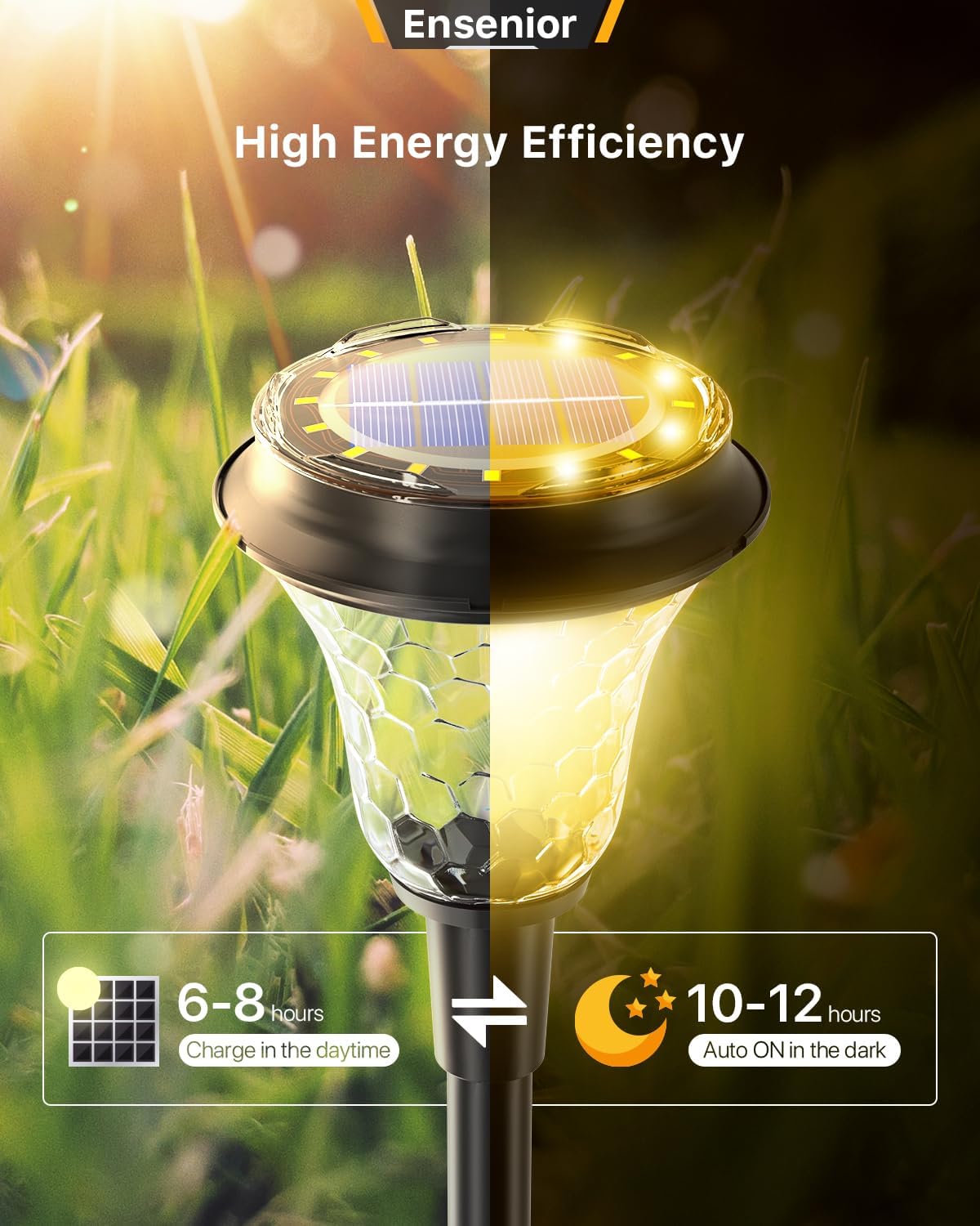 Ensenior 2CCT Solar Lights Outdoor Waterproof 6 Pack, 3000K/6000K Selectable, LED Solar Landscape Up and Down Lighting for Outdo