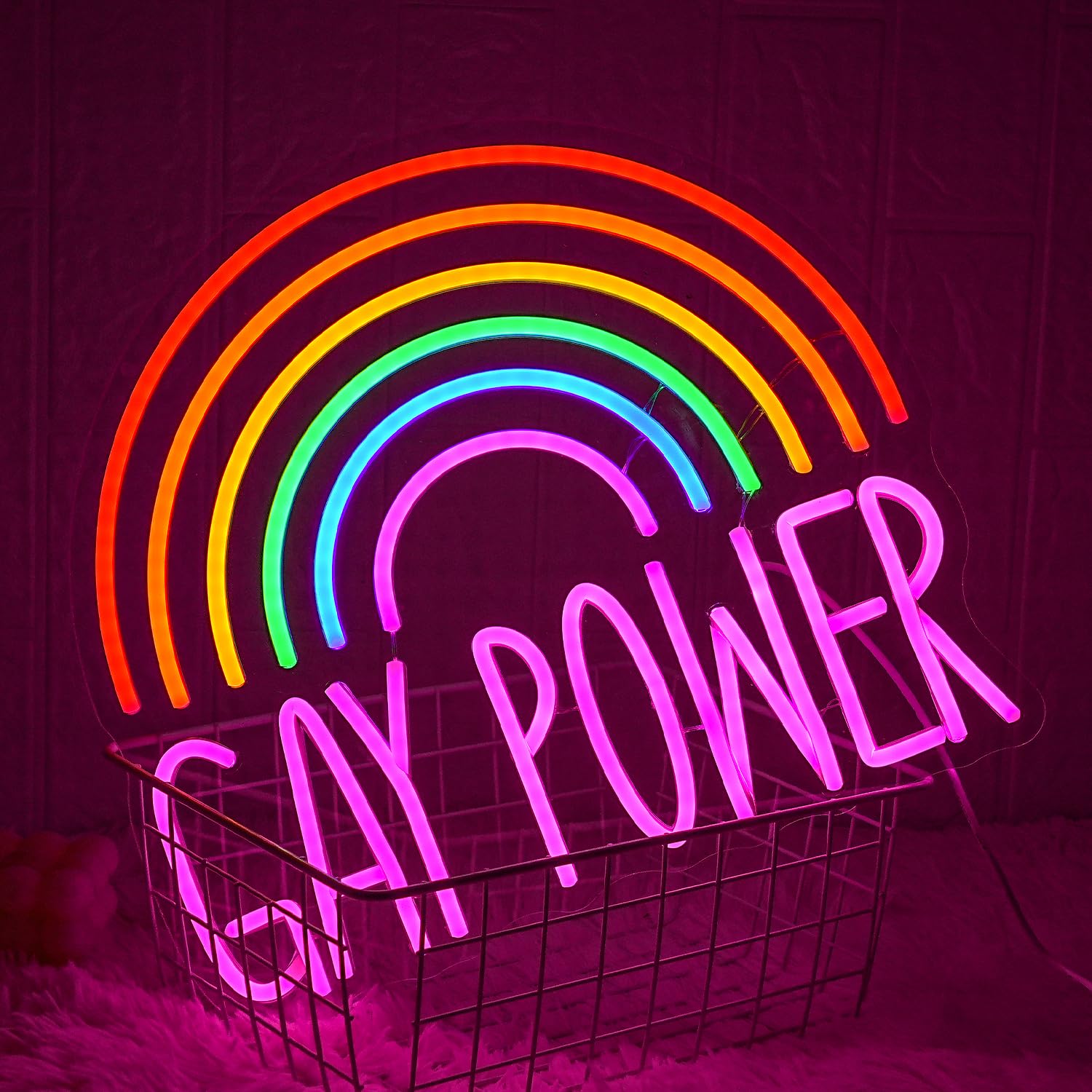 LMSIGNLY Neon Sign - Dimmable Rainbow 'Gay Power' Light for Wall Decor - Perfect for Bedroom, Bar, Club, and Pride Celebrations