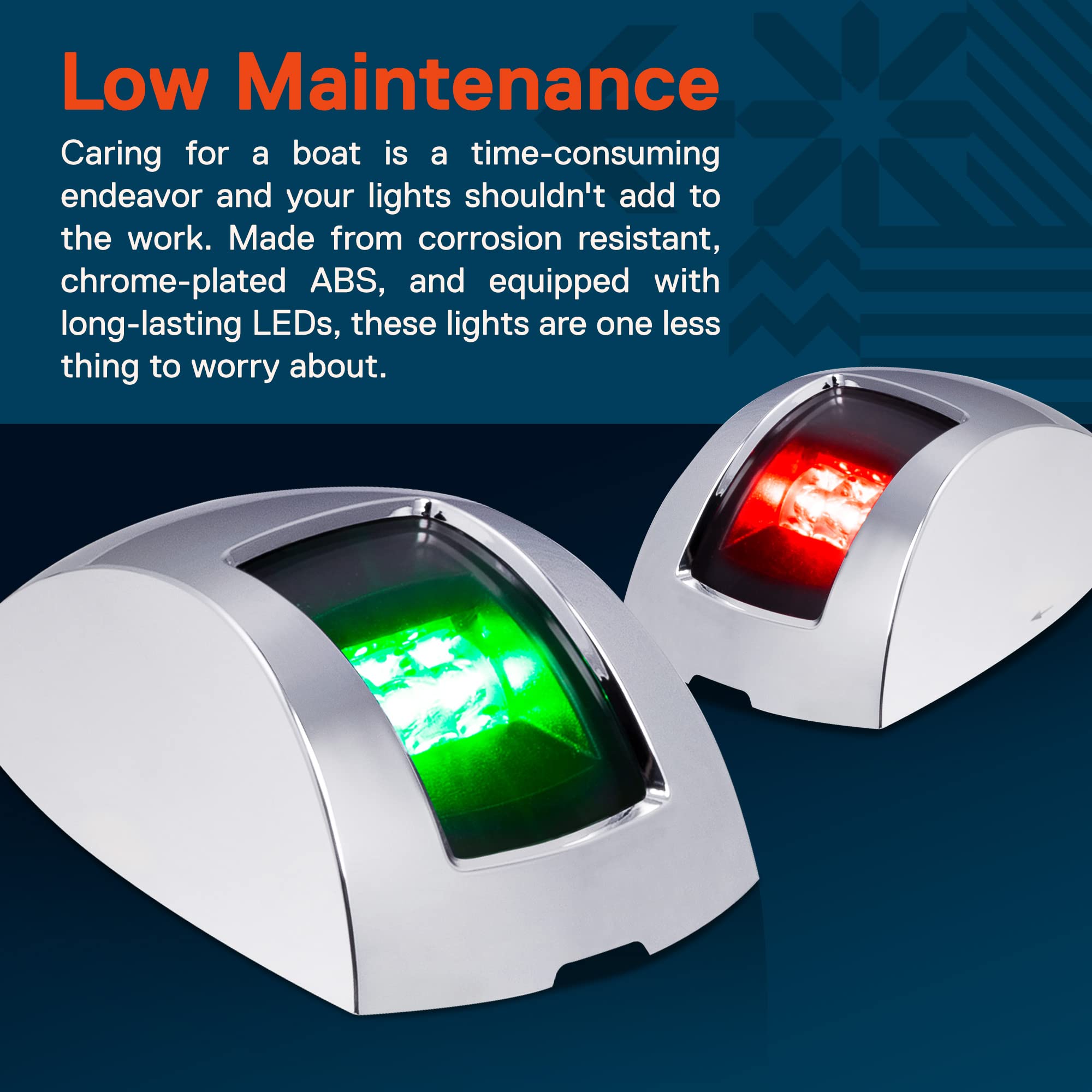 ONLINE LED STORE TRUE MODS Red Green Marine Navigation Light for Boats [USCG ABYC A-16 1NM] [IP67 Waterproof] [Chrome & ABS] 1 N