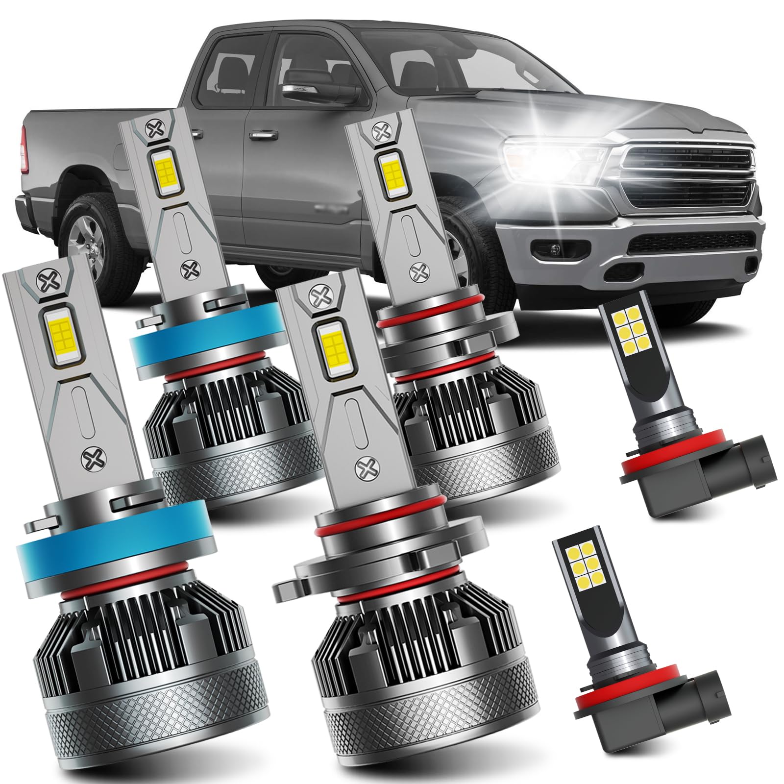 AWALITED Fog Light Bulbs Combo for 2019-2023 Dodge Ram 1500 2500 3500, 6000K White, Plug-and-Play, Pack of 