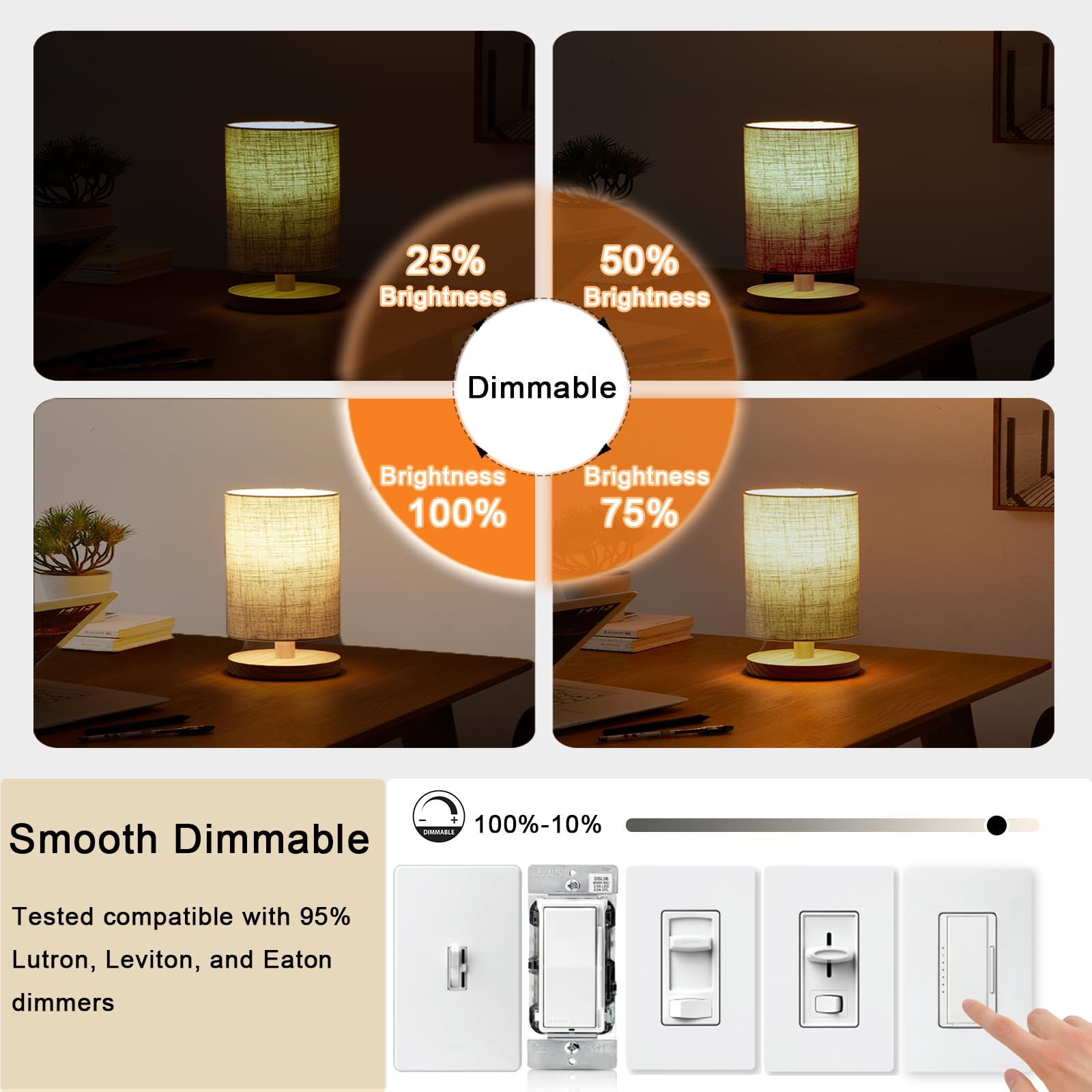 NOVELUX E26 LED Bulb 60W Equivalent 3000K Warm White Dimmable T10/T30 Clear Glass 3.2 Inch 4 Pack