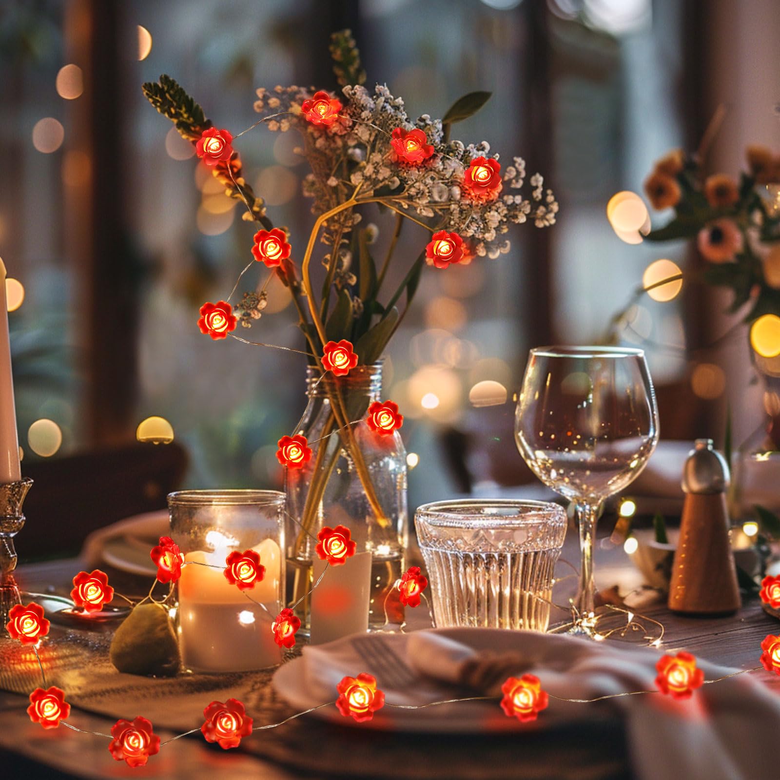 Coquimbo Heart String Lights, 10FT 30 LED Battery Operated Fairy Lights, Copper Indoor Decor for Valentines Day, Weddings, Parties