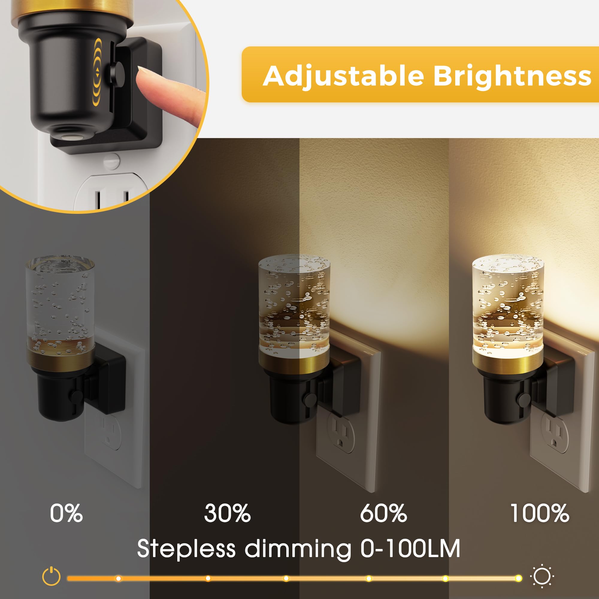 L Lohas Led Night Light, Dimmable Night Lights Plug Into Wall, 2 Pack Automatic Night Lights Plug In With Auto Light Sensor, Adj