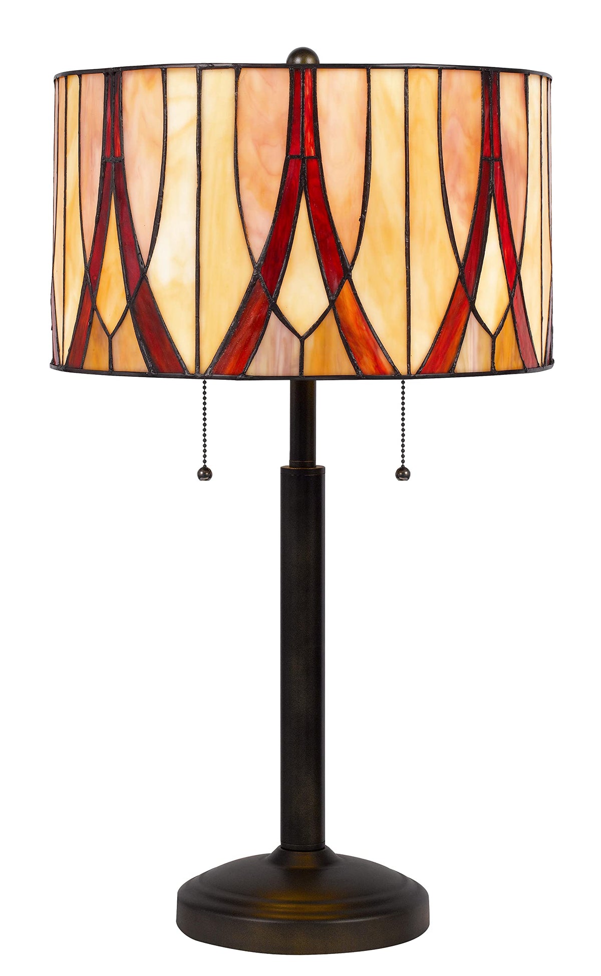 Cal 60W X 2 Antique Bronze Tiffany Table Lamp - Elegant Metal Lighting For Home Decor