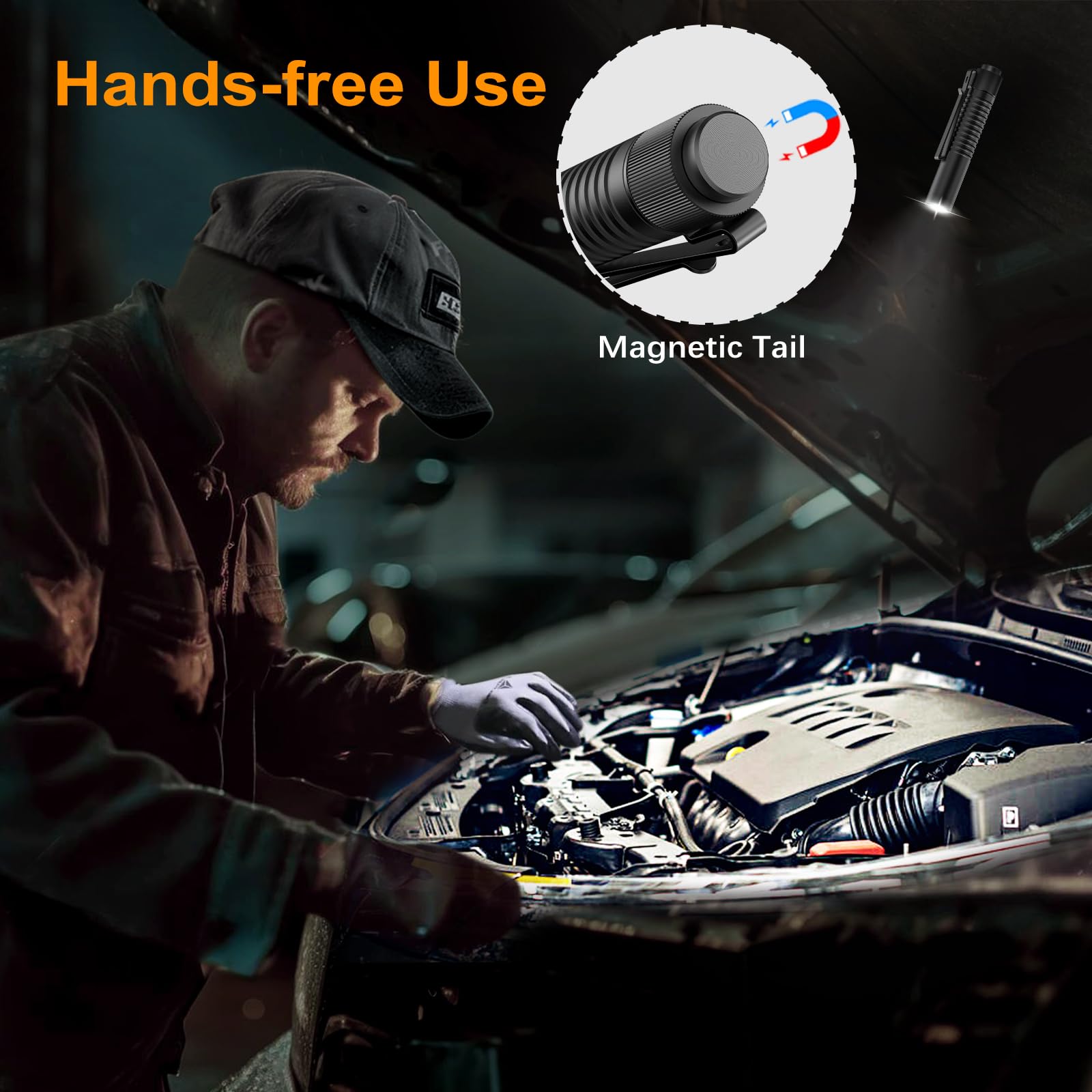 Vtiger T1A Mini Pocket Edc Flashlight With Clip,1300 Lumen Compact Aa Rechargeable Led Little Flashlights, Super Bright Tail Switch Small Flash Light With Magnet For Camping,Hiking,Outdoor,Emergency